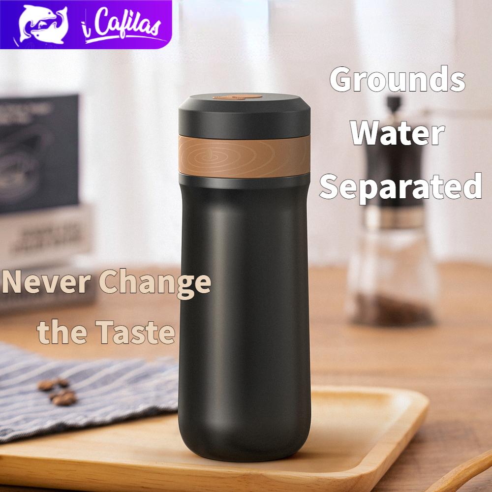 i Cafilas [FK11] Портативная термокружка для французского пресса, американская термокружка 350 мл с двухслойной изоляцией, уличный Trave (Земля и вода разделены)