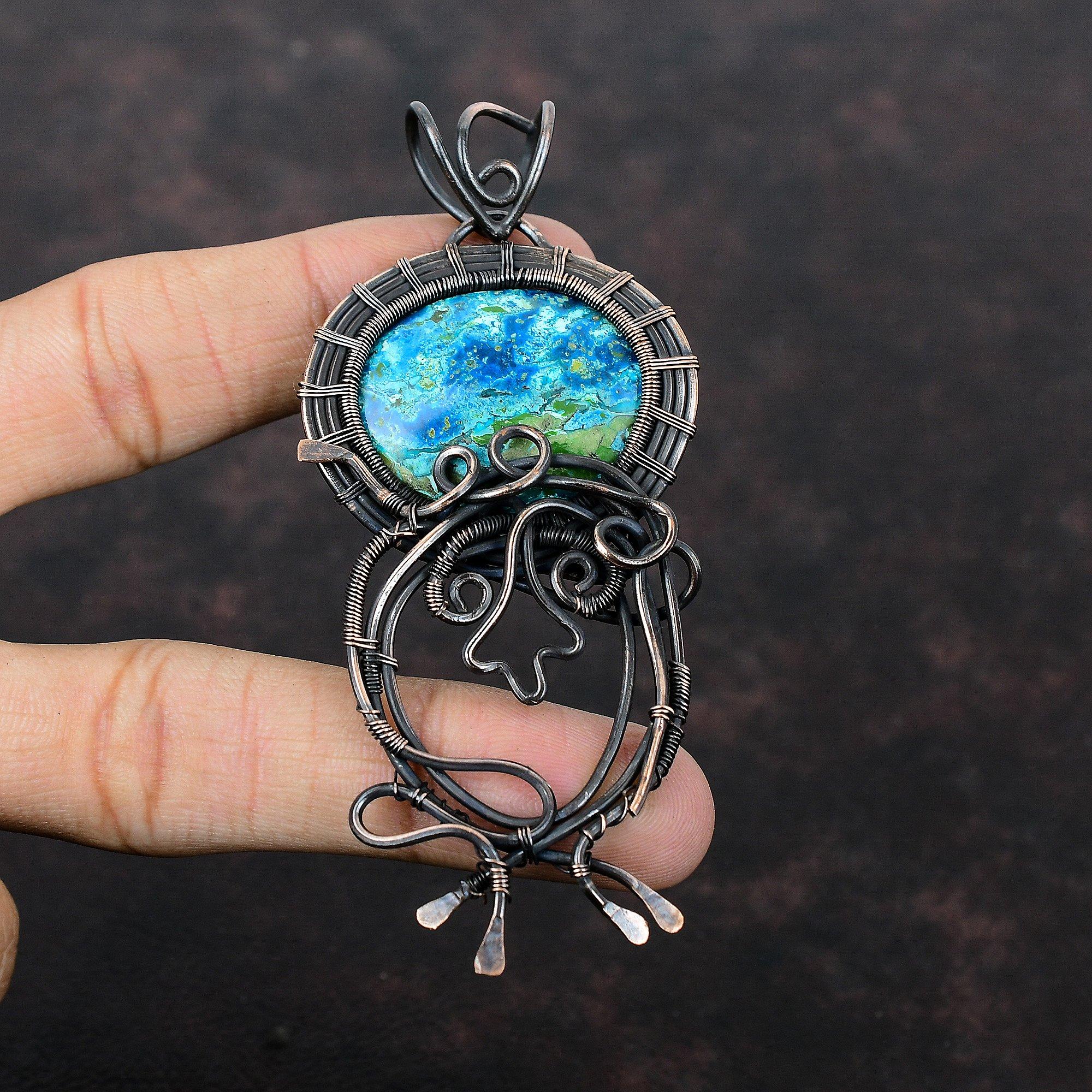 Подвеска из шаттукита, обернутая медной проволокой, ювелирное изделие, подвеска из драгоценного камня, натуральное ювелирное изделие из шаттукита, ручная работа, обернутая медной проволокой, подарок для него