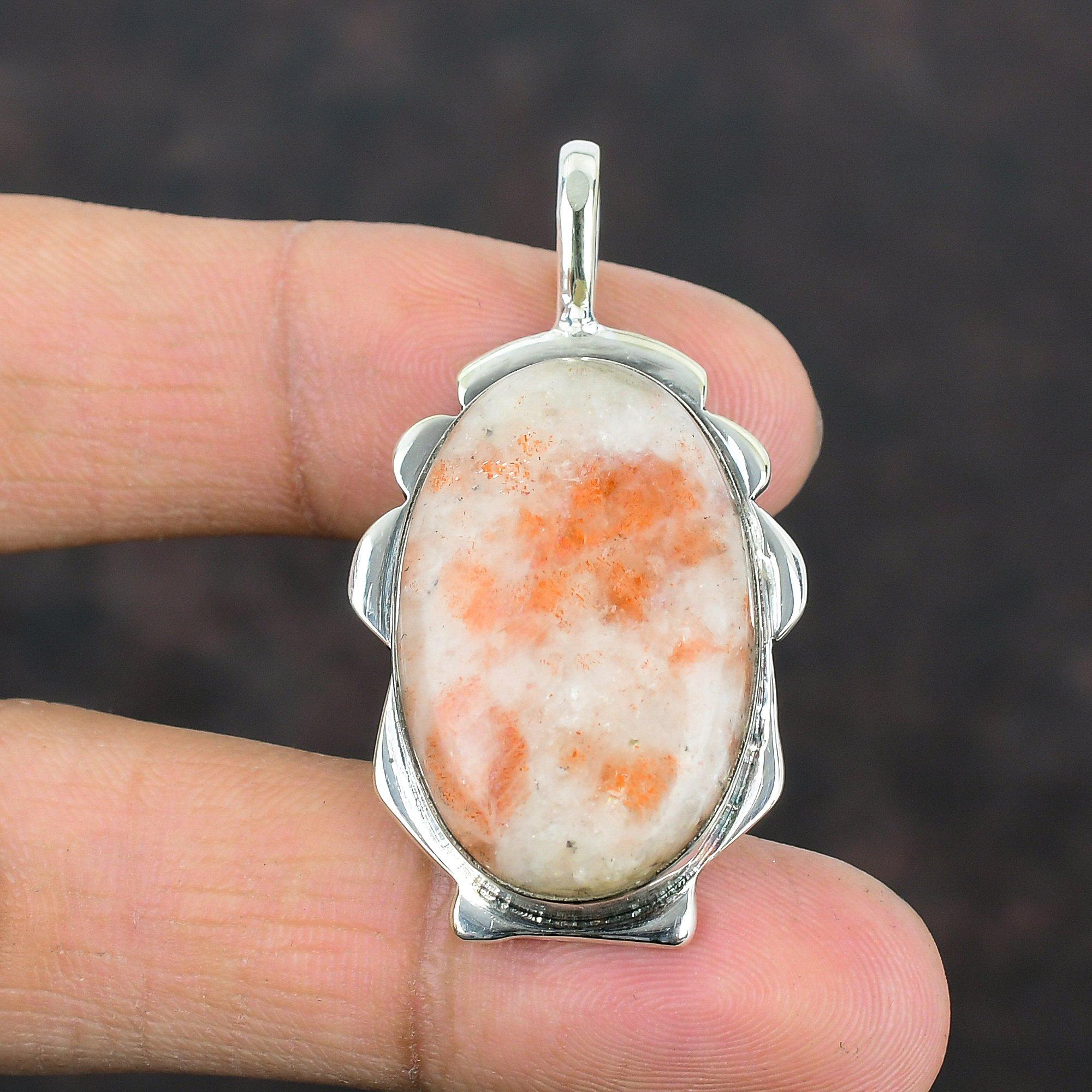 Кулон с солнечным камнем Уникальный кулон Кулон из стерлингового серебра 925 пробы Украшения с солнечным камнем Кулон ручной работы Кулон новейшего дизайна Подарок на помолвку