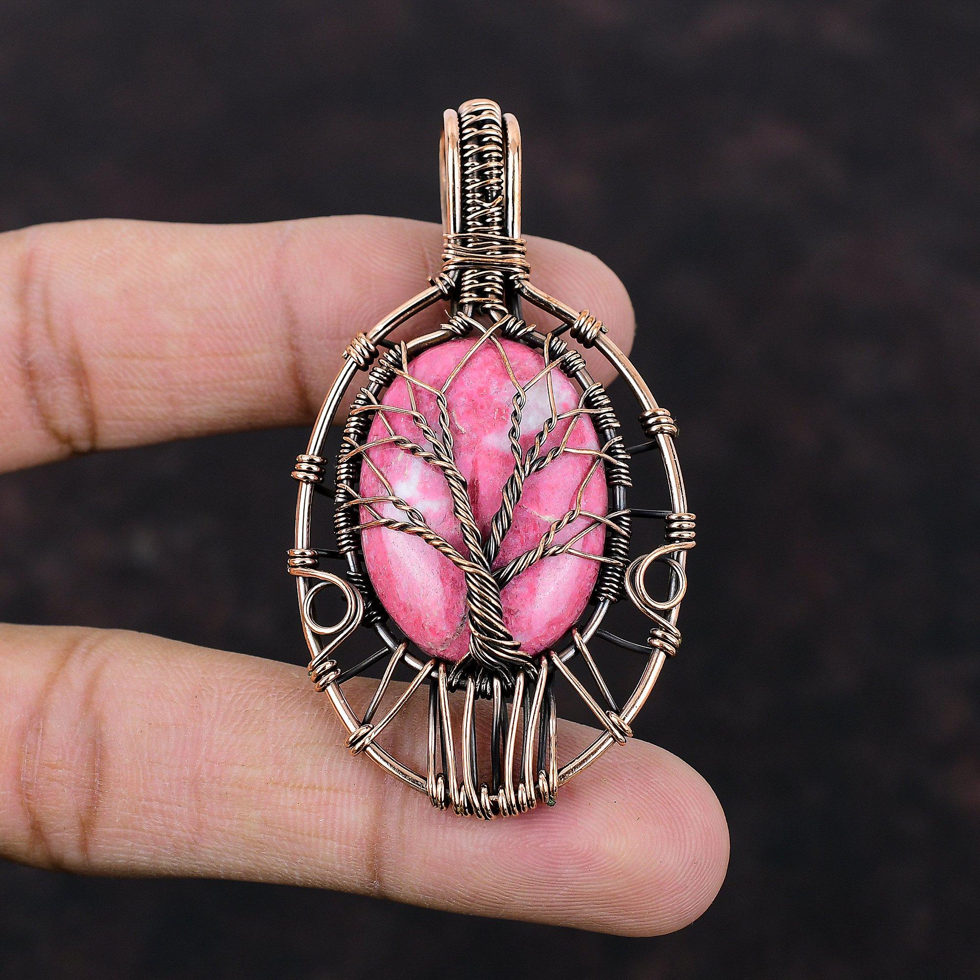 Tree Of Life Thulite Pendant Copper Wire Wrapped Pendant Thulite Jewelry Gemstone Pendant Copper Wire Jewelry Handmade Pendant Wedding Gift