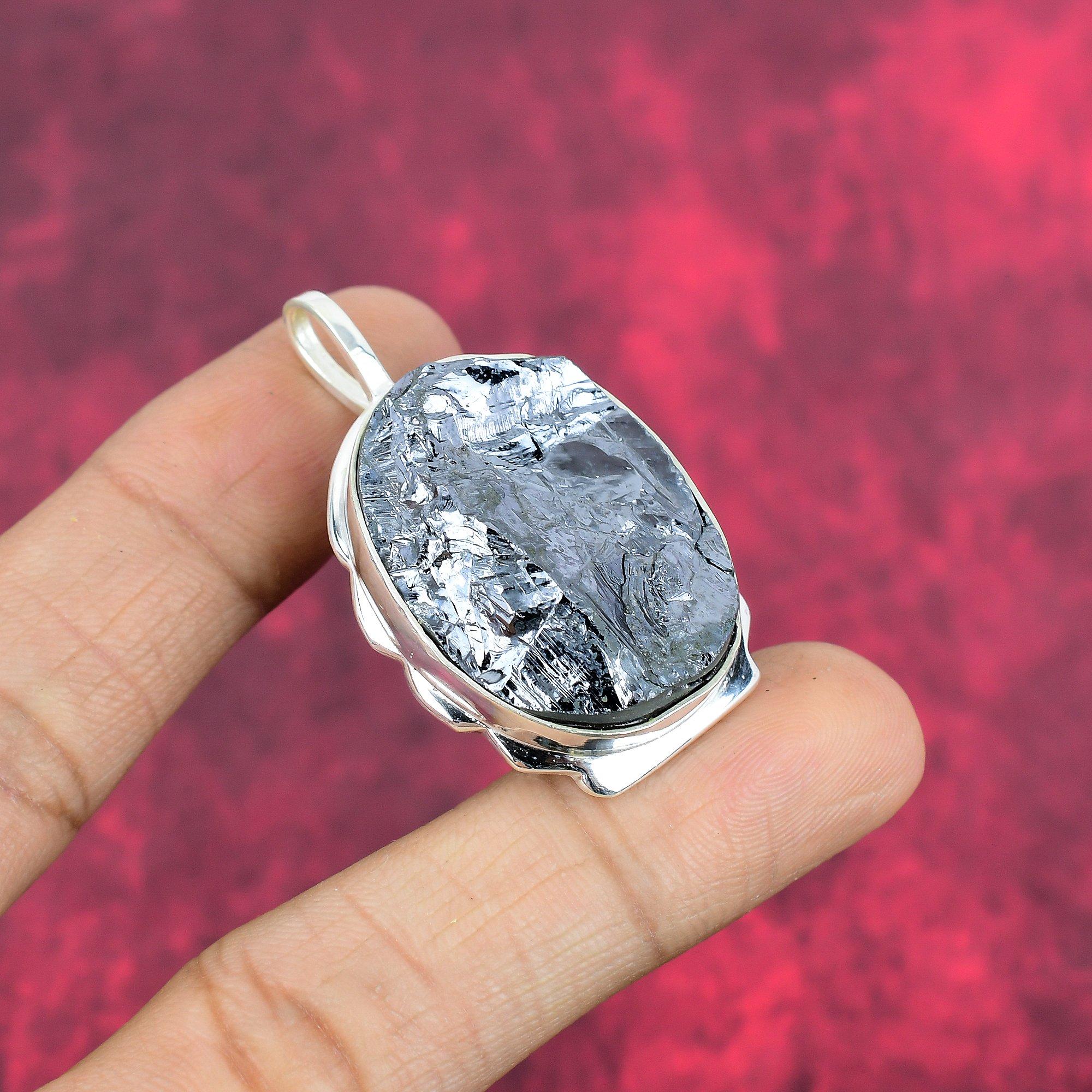 Shungite Pendant, 925 Solid Sterling Silver Gemstone Jewelry, Handmade Pendant, For Thanksgiving