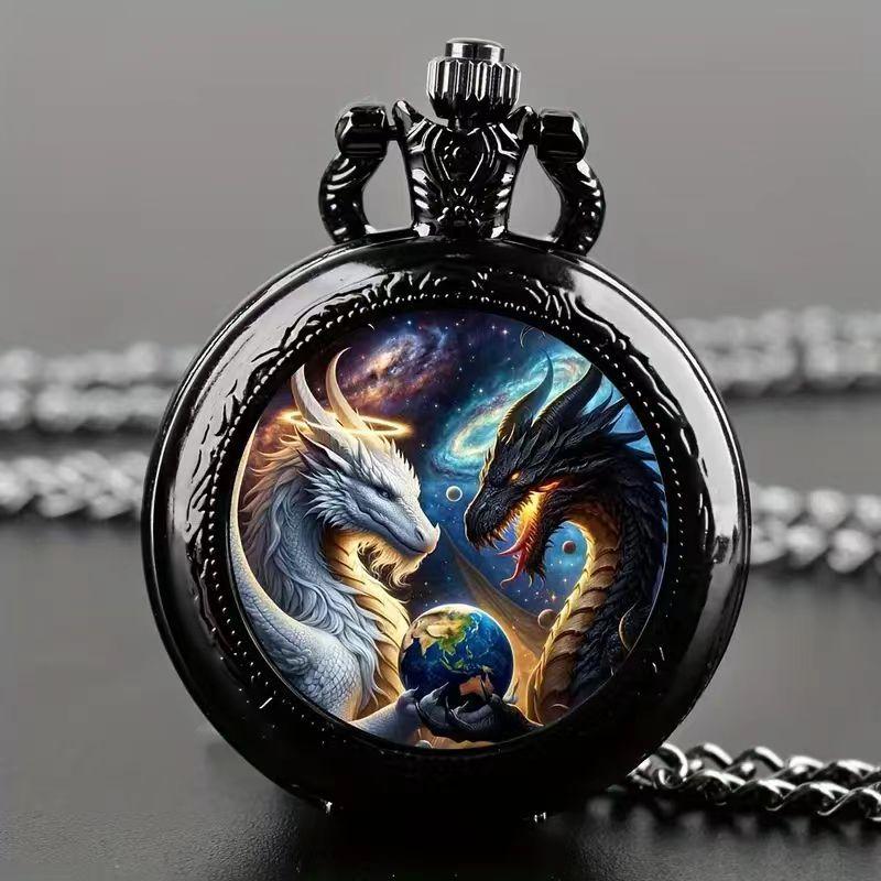 Винтажные карманные часы Dragon с цепочкой и кварцевым механизмом