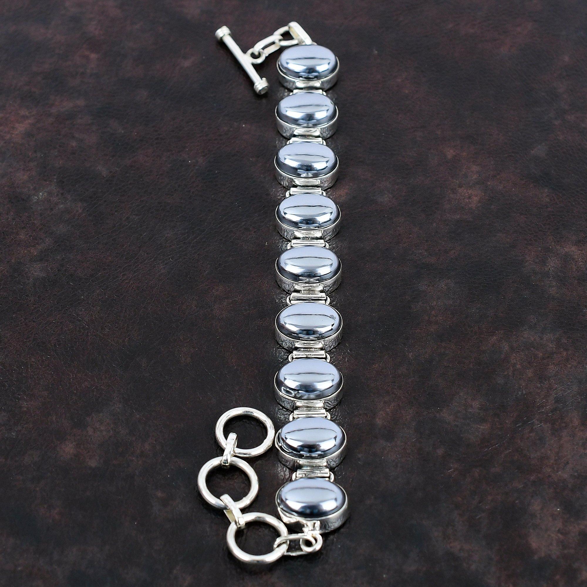 Браслет из драгоценного камня шунгит Браслет ручной работы Уникальные ювелирные изделия Браслет из стерлингового серебра 925 пробы Регулируемый браслет-цепочка Элегантный браслет для подарка