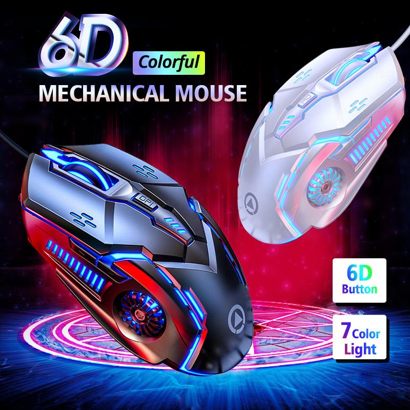 FONKEN USB Wired Gaming Mouse Mute 6 Button With Led Backlight Online Games Competitive Mouse For PC Laptop Computer Accessories