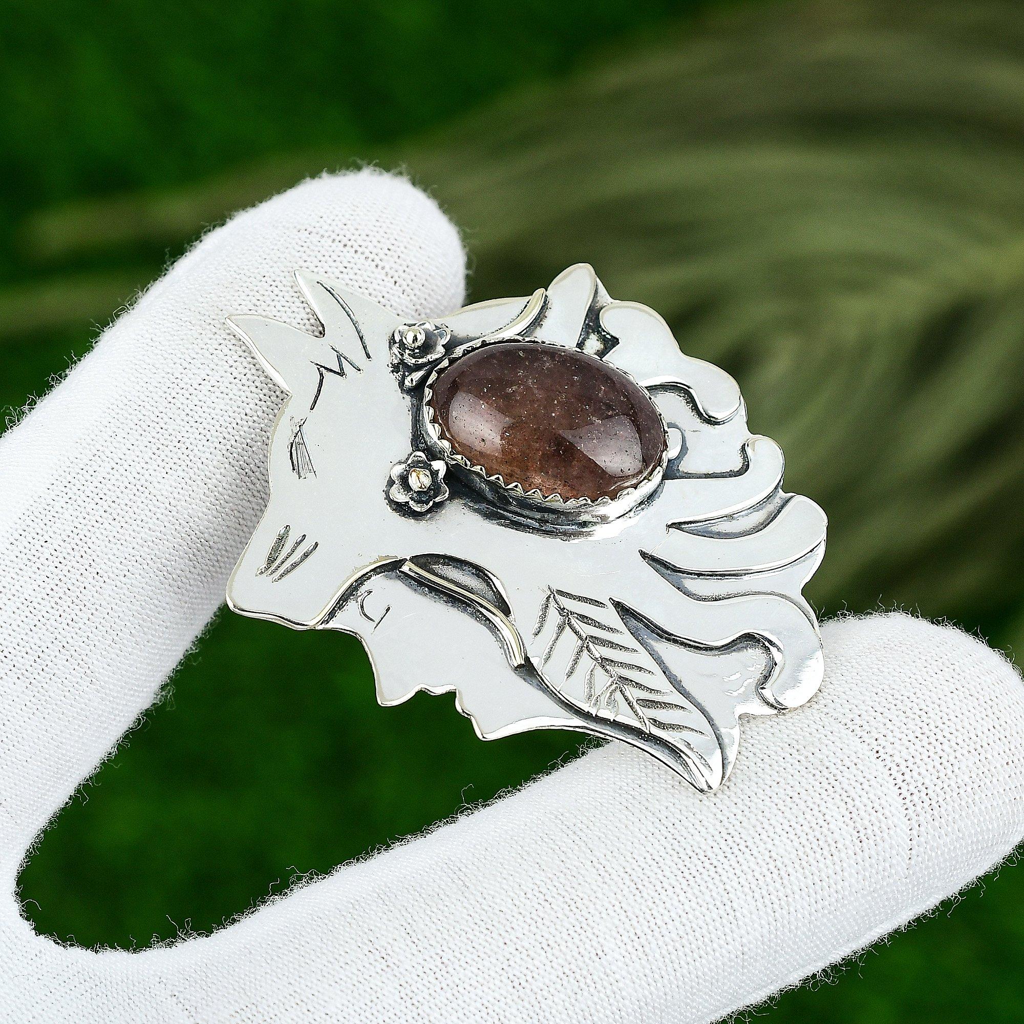 Natural Strawberry Quartz Gemstone Jewelry 925 Sterling Silver Pendant For Girls