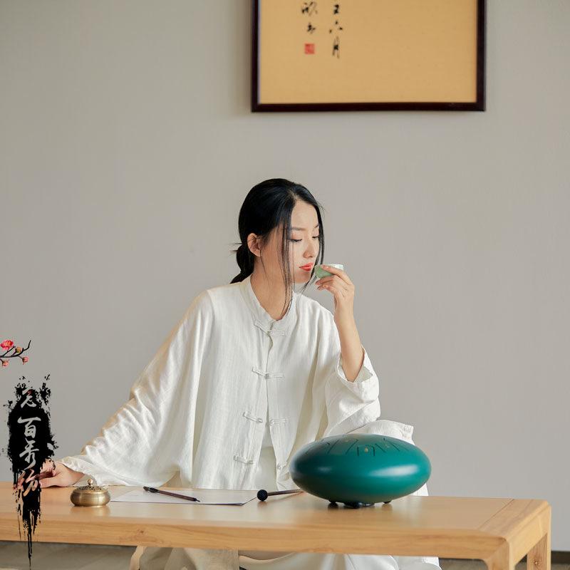 Spring and Autumn Cotton Linen Women's Plus Size Soft Floating Zen Tea Clothes Sunscreen Cardigan Shirt Jacket