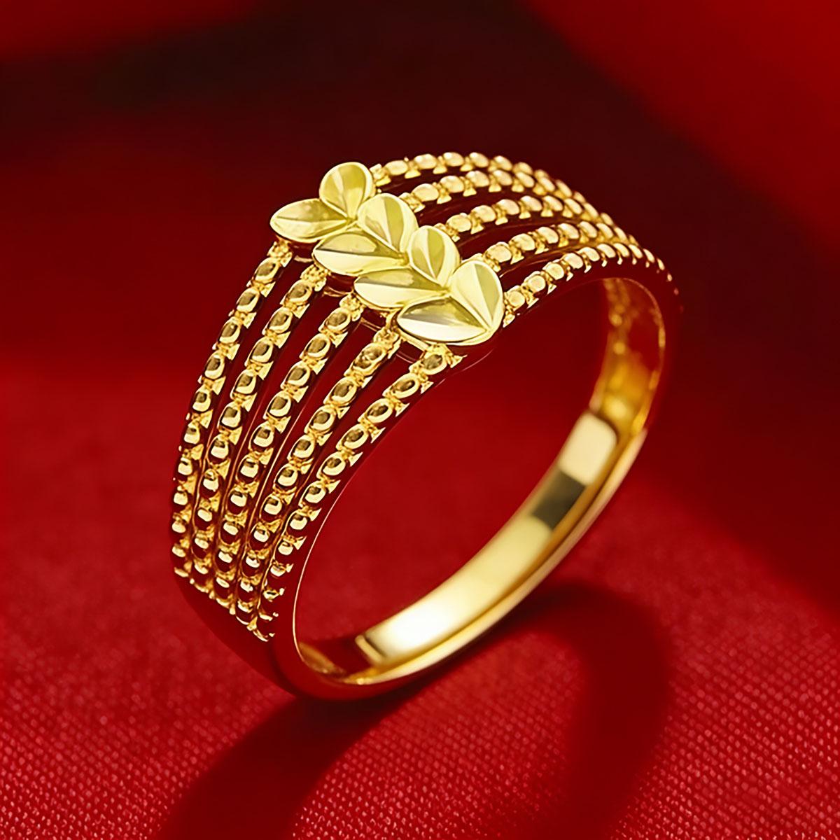 Heart Five-line Gold Ring, Fashionable, Versatile, for Women, Open, Adjustable, Wedding, Personality, Open Ring
