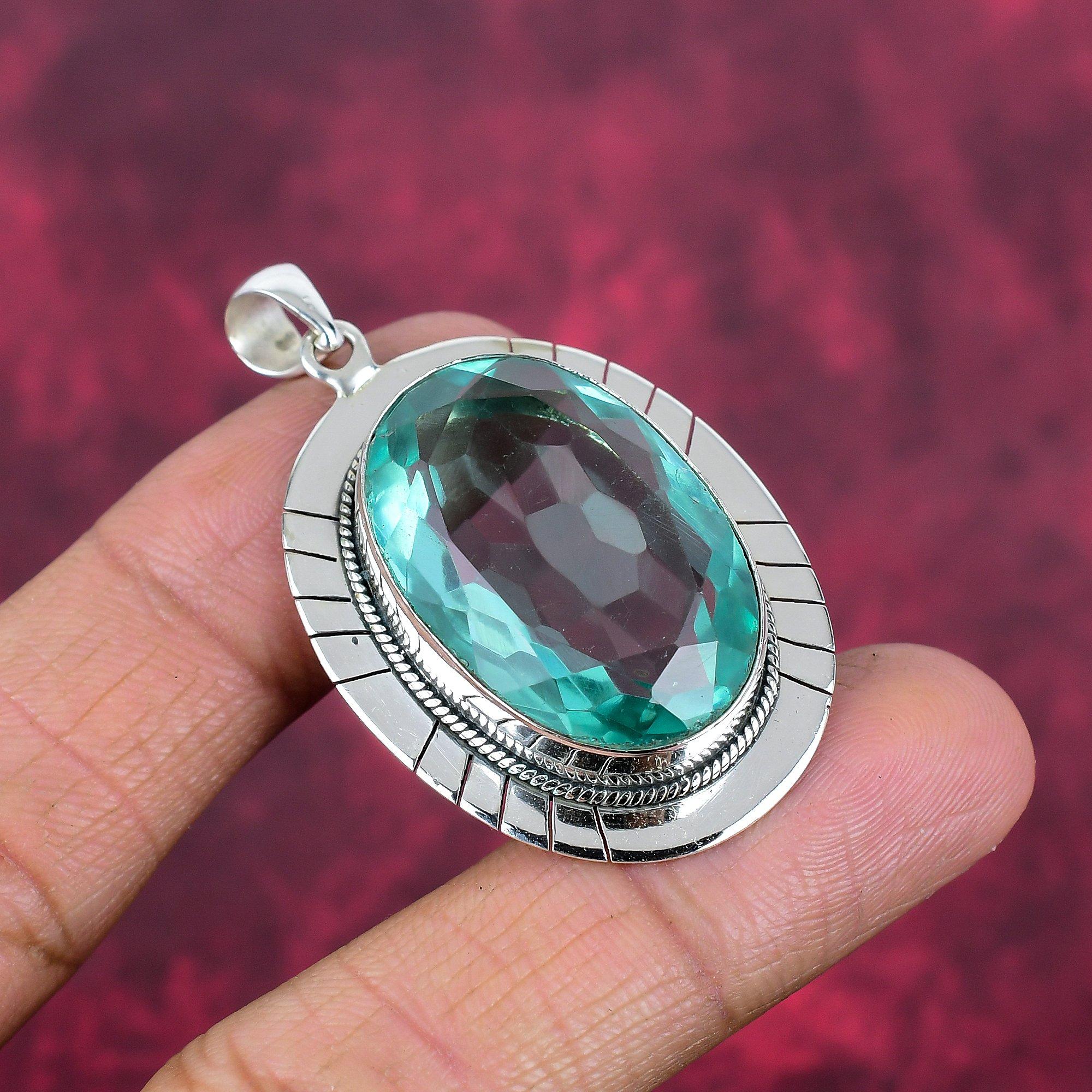 Подвеска Aqua Apatite из цельного серебра 925 пробы, подвеска из драгоценного камня ручной работы, подарки для жены, абсолютно новая подвеска