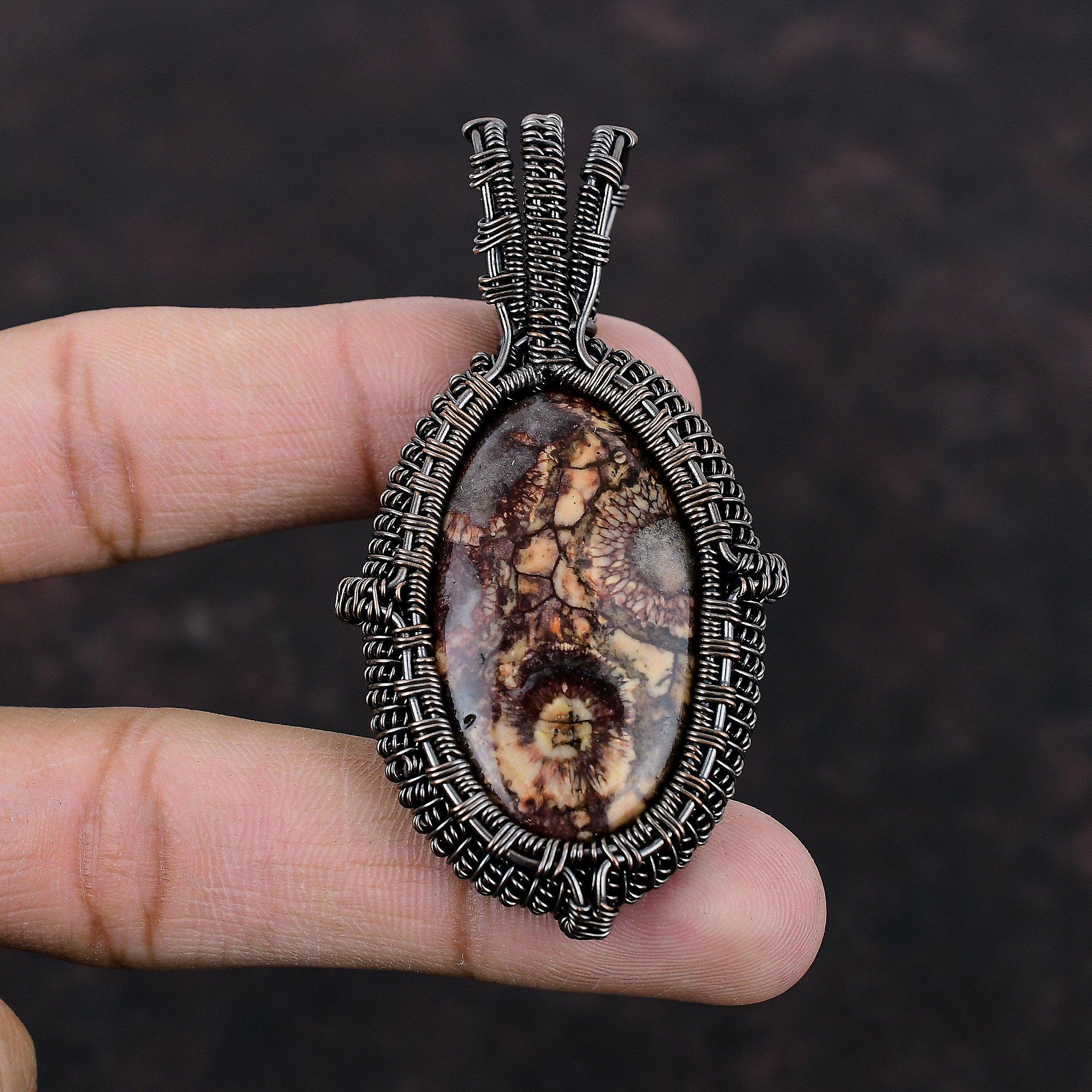 Подвеска Birds Eye Jasper, подвеска из медной проволоки, красивое медное украшение, подвеска из драгоценных камней ручной работы, ювелирное украшение, подарок на помолвку
