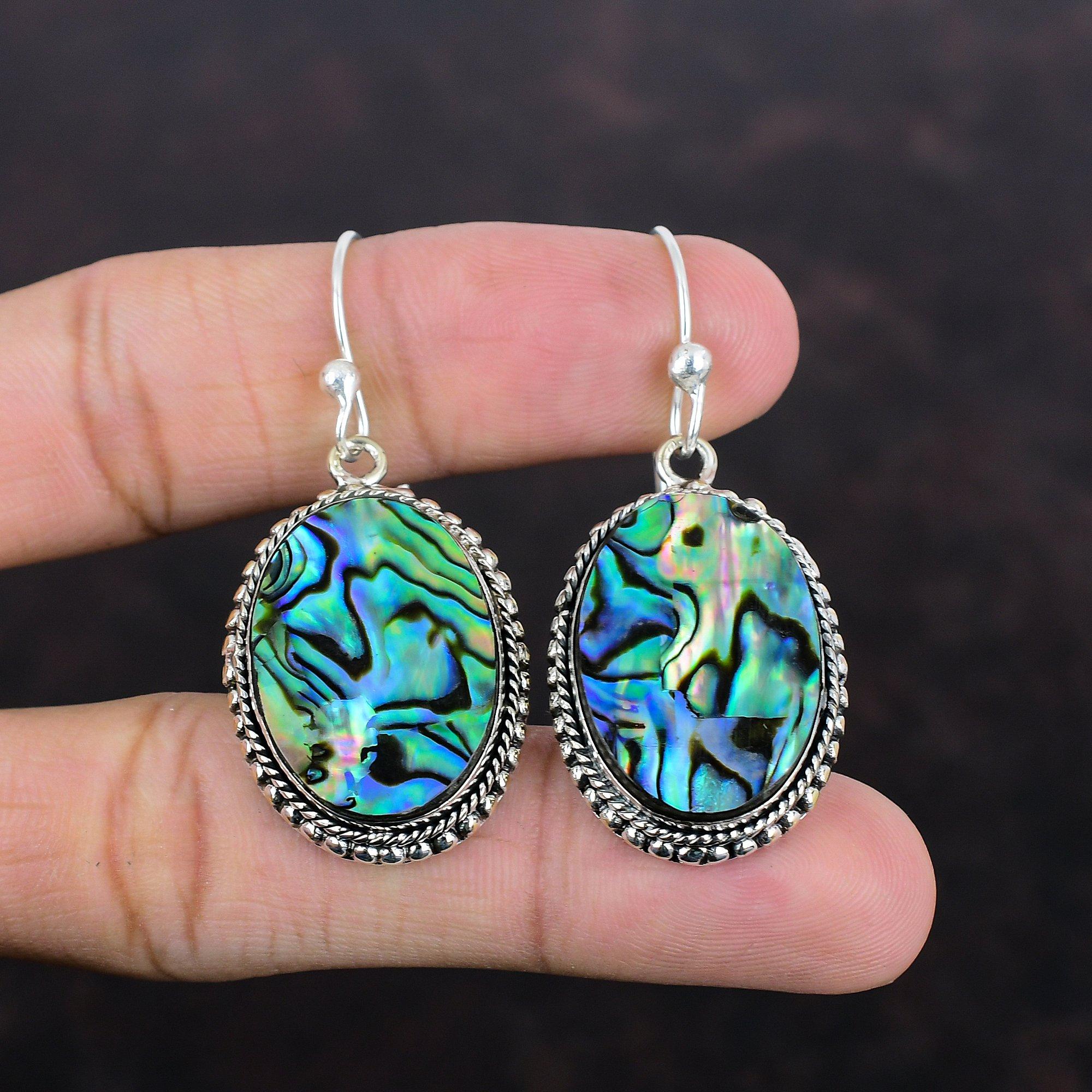 Серьги из ракушек Abalone Shell, винтажные серьги из стерлингового серебра 925 пробы, ювелирные изделия ручной работы, подарки для нее, дизайнерские серьги, антикварные ювелирные изделия