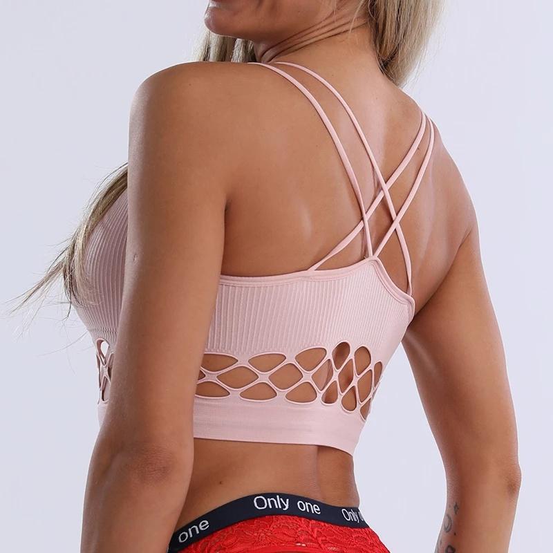 Breathable Sports Bra Anti-sweat Fitness Top Seamless Yoga Lingerie Running Gym Sportswear Push Up Underwear for Cup A B