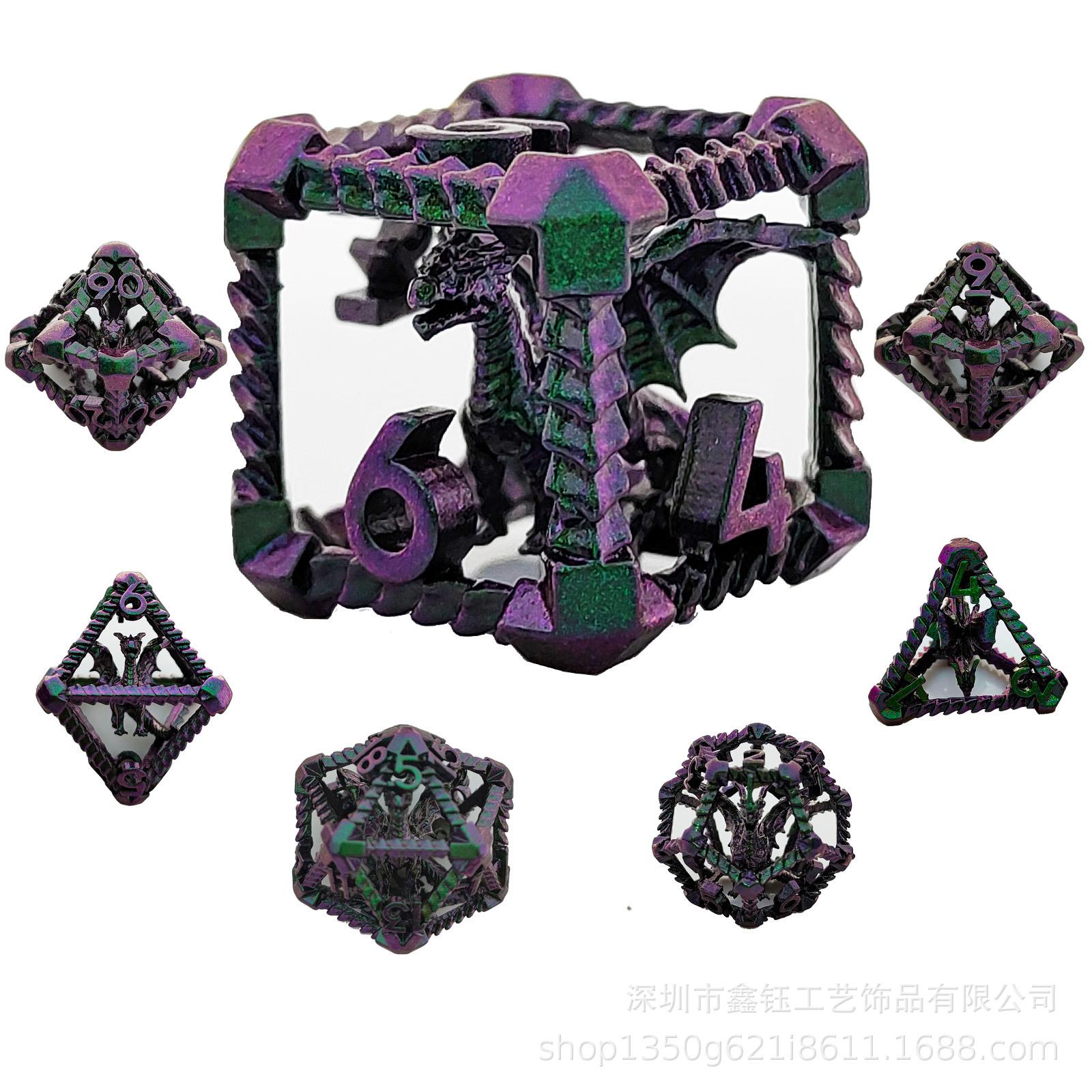 7pcs/set Hollow Dragon Dice Set Role-playing Game Polyhedral Dragon Dice Tabletop DND Game Party Accessories