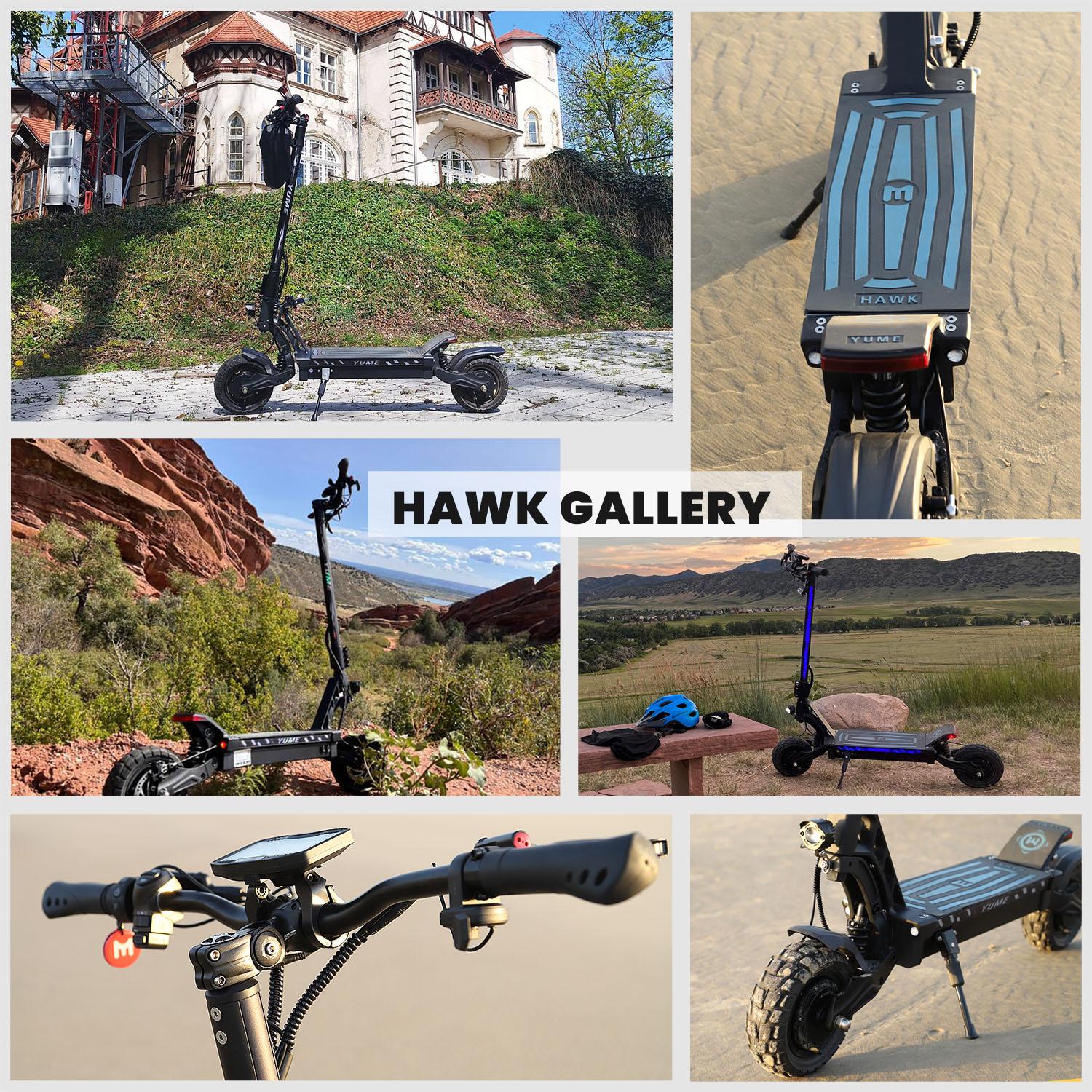 YUME HAWK All-Terrain Electric Scooter 1200W*2 Powerful Motor 60V22.5Ah Battery 70km/h Max Speed 10 Inch Off-Road Tires Adult Urban Commuting Escooter