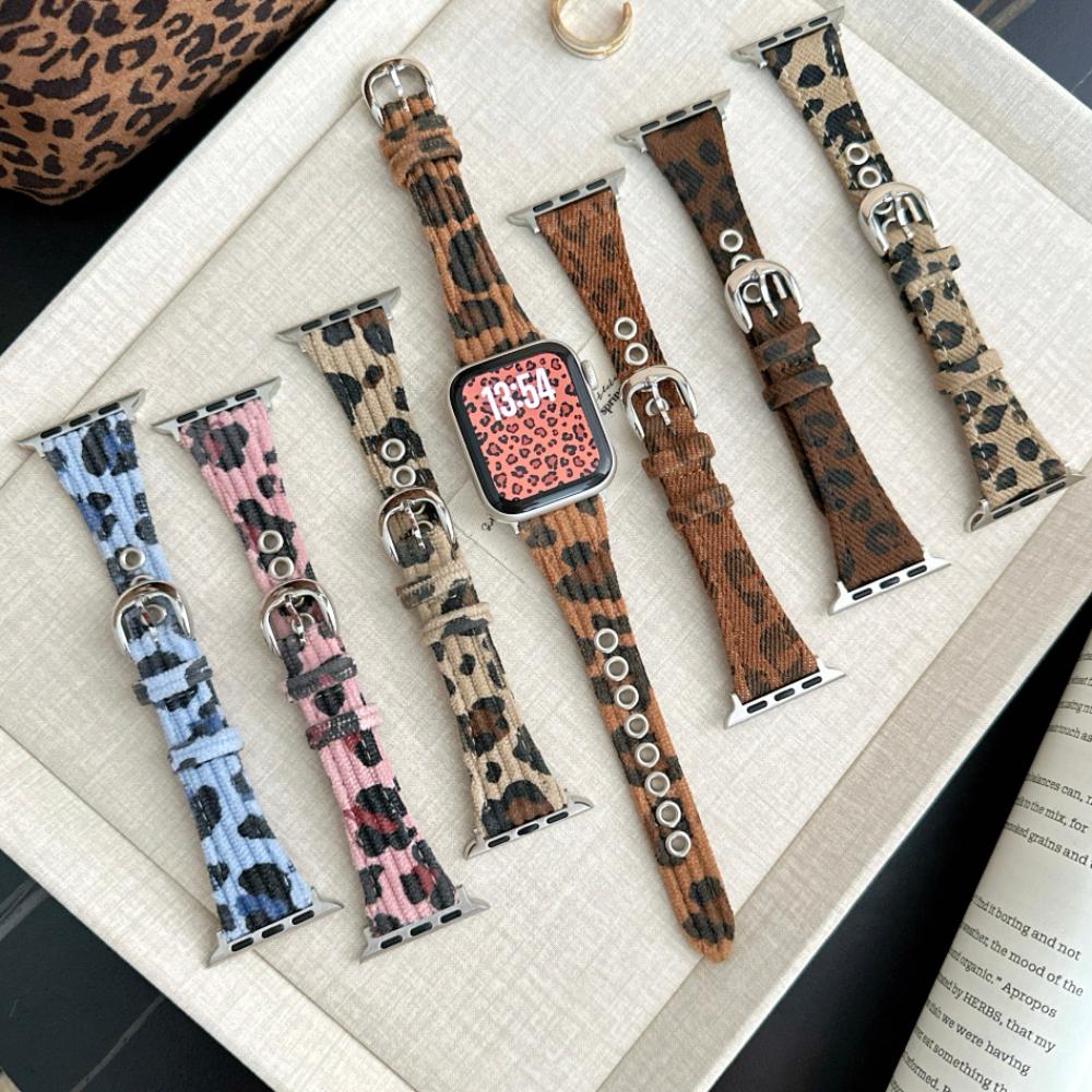 Роскошный ремешок с леопардовым принтом для Apple Watch Band 46 мм 41 38 40 44 42 45 49 мм Женские браслеты iWatch Series 11 10 9 8 7 6 5 SE Ultra 2/3