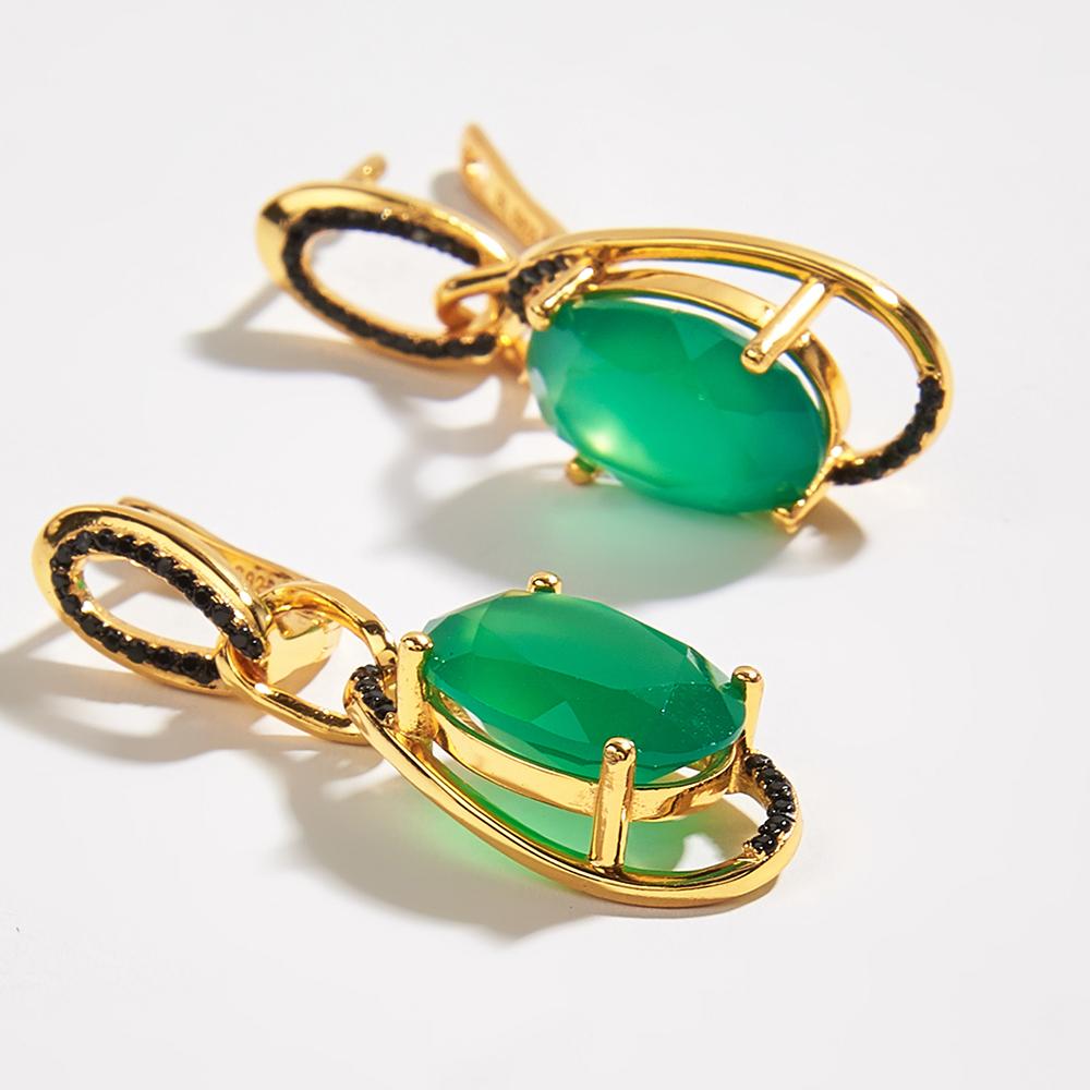 Светлые роскошные серьги с зеленым агатом и натуральным драгоценным камнем, дизайн для женщин, серебро 925 пробы, ювелирные изделия, подарок на годовщину