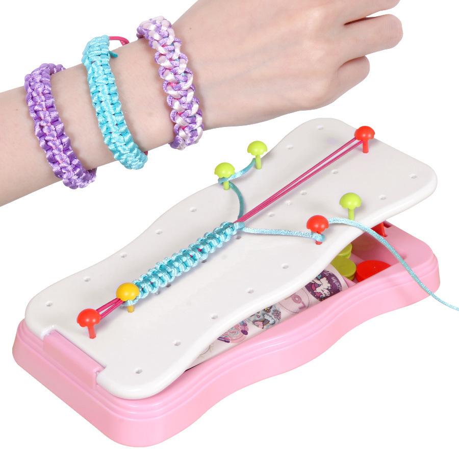 Hand Rope Braider Set Colorful Rope Bracelet Making Craft Play House Toy Braiding Material Girl Gift