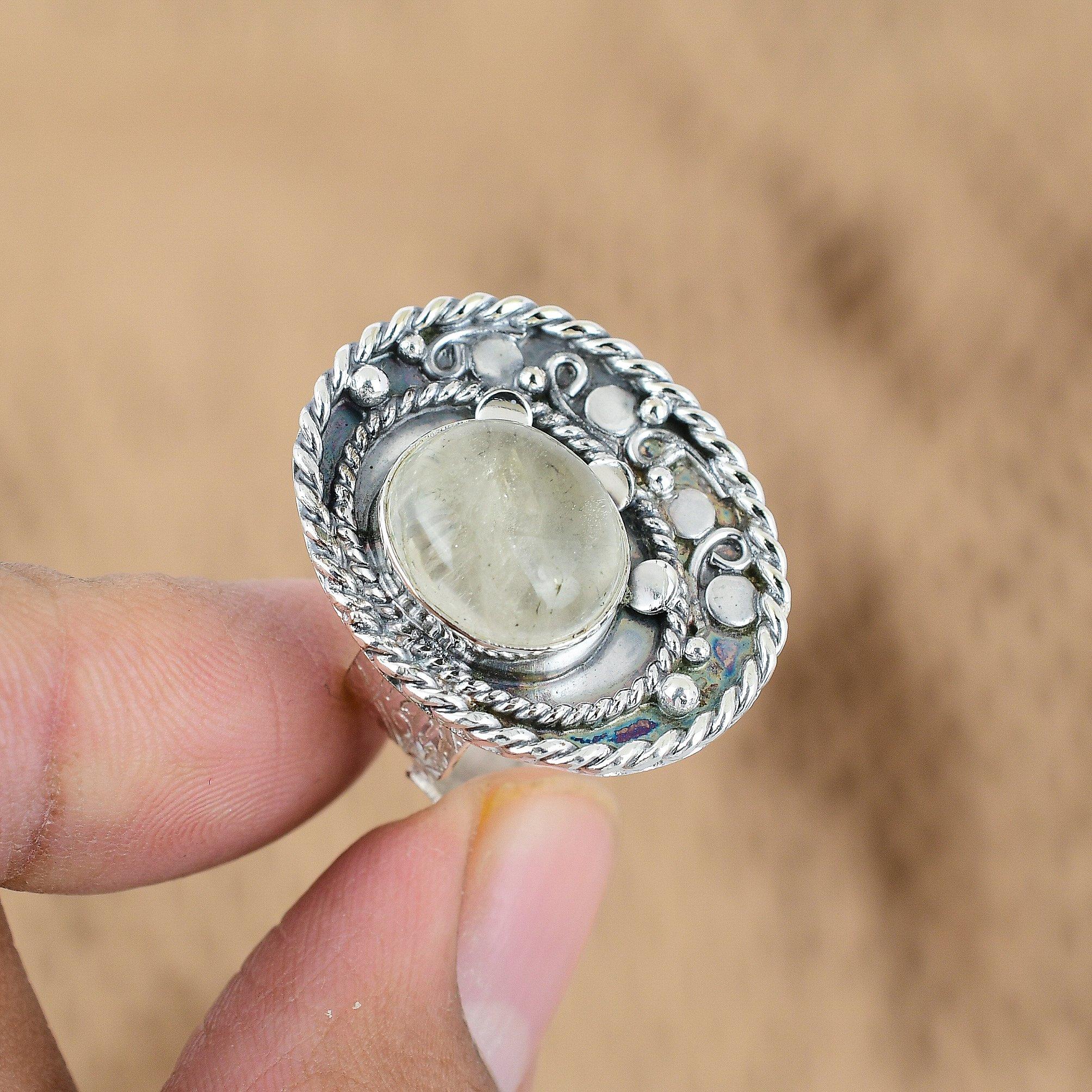 Июньский Натуральный Лунный Камень Стерлинговое Серебро Заявление Обещание Кольцо Ювелирное Изделие