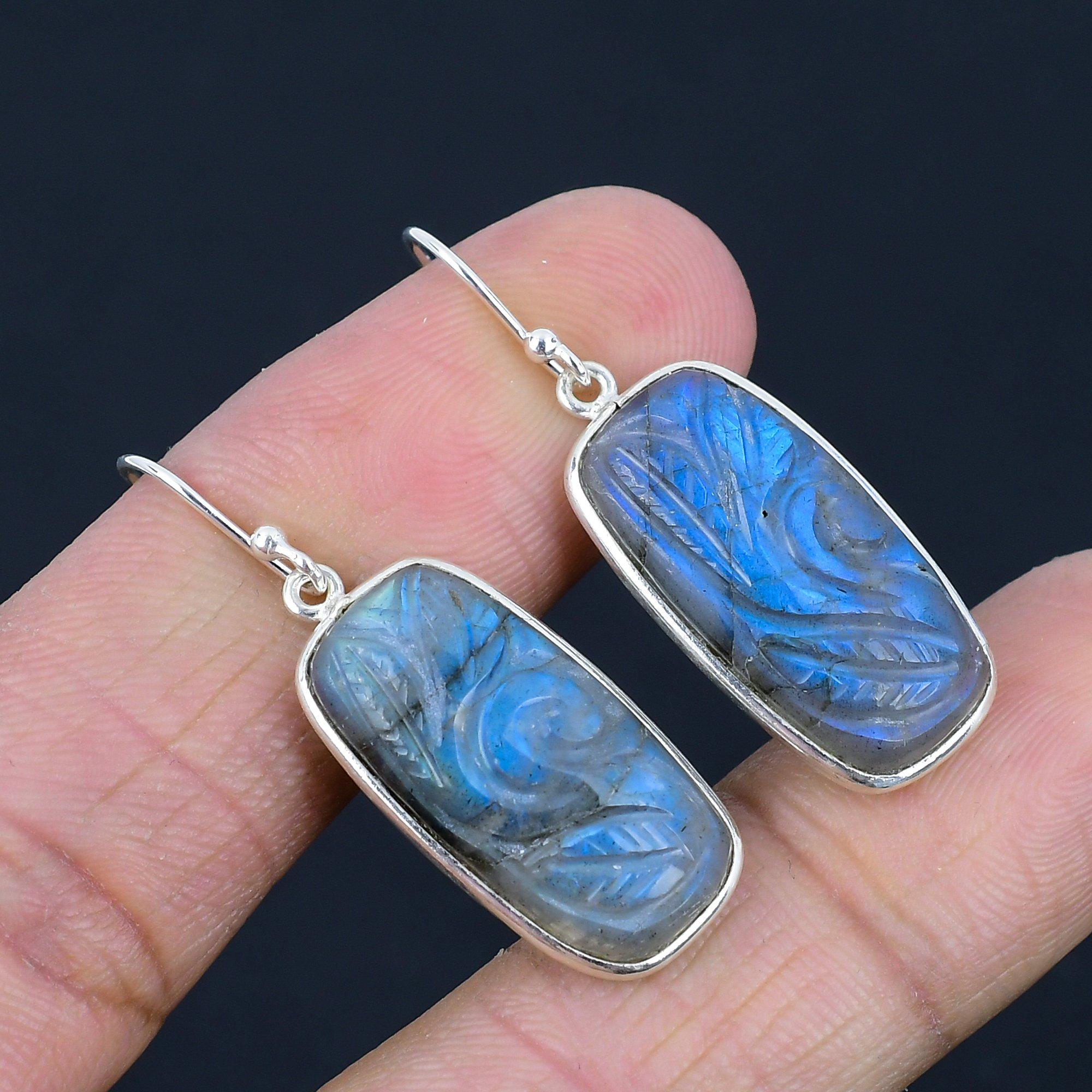 Bloddstone Gemstone Earrings Solid 925 Sterling Silver Handmade Earrings Jewelry Gift For Women And Girls E-2020