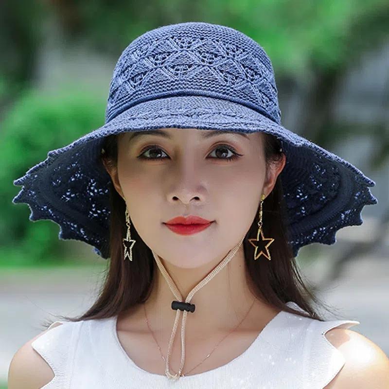 Summer Foldable Hats for Women Korean Large Brim Sun Protection Hats Vacation Travel Seaside Cool Hats