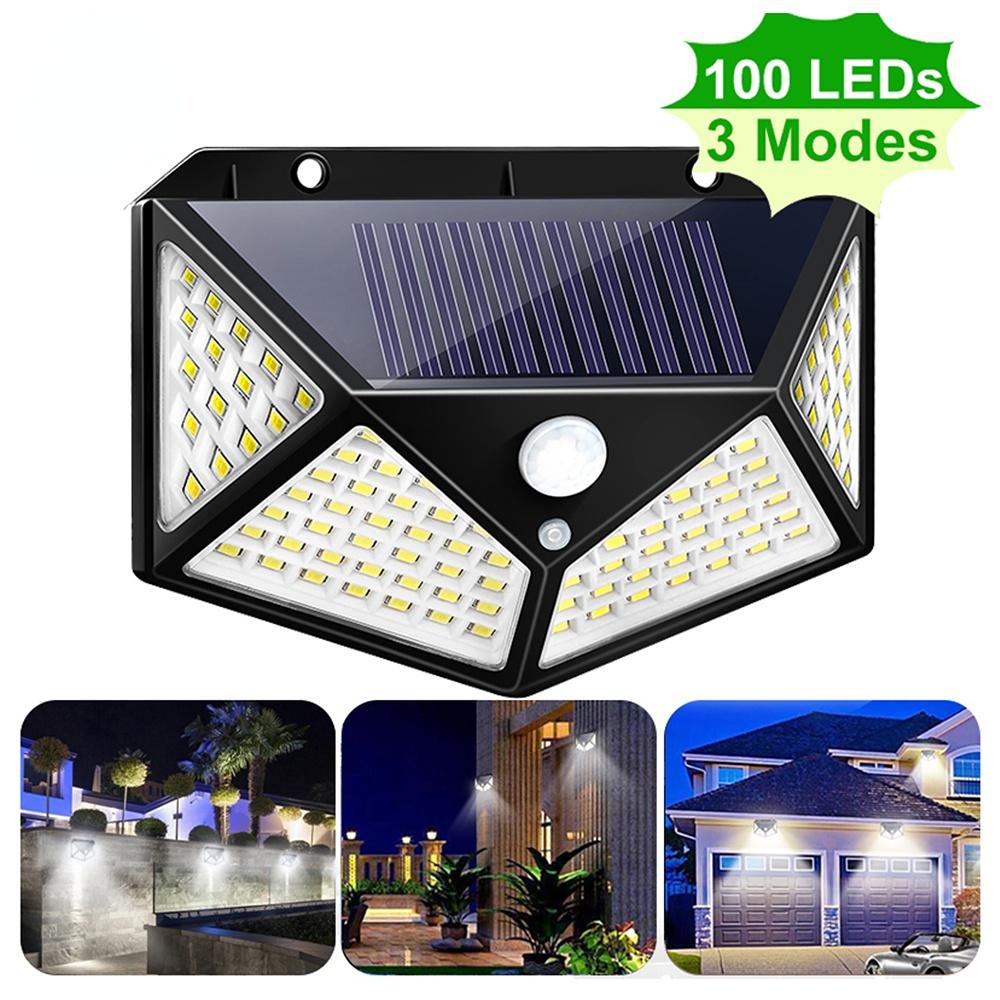 1/2/4/6Pcs 100 LED Wall Lights Outdoor Solar Lamp PIR Motion Sensor Solar Powered Sunlight Street Light for Garden Decoration