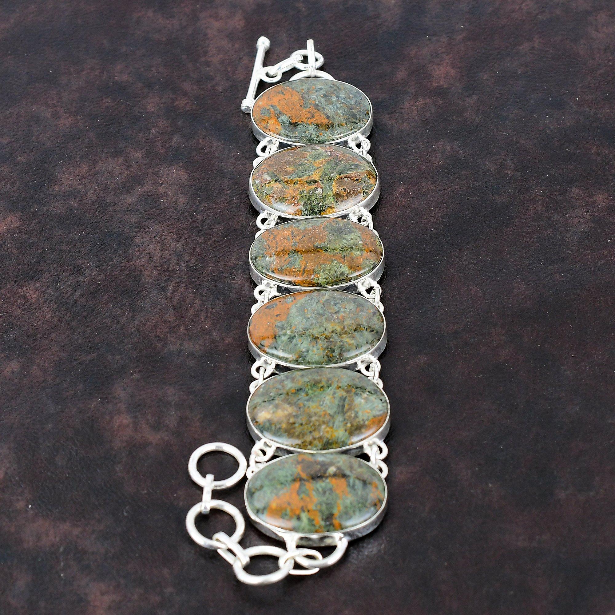 Браслет со спессартиновым гранатом в известняке, браслет из стерлингового серебра 925 пробы, регулируемый браслет-цепочка ручной работы, ювелирные изделия из драгоценных камней, подарки на годовщину