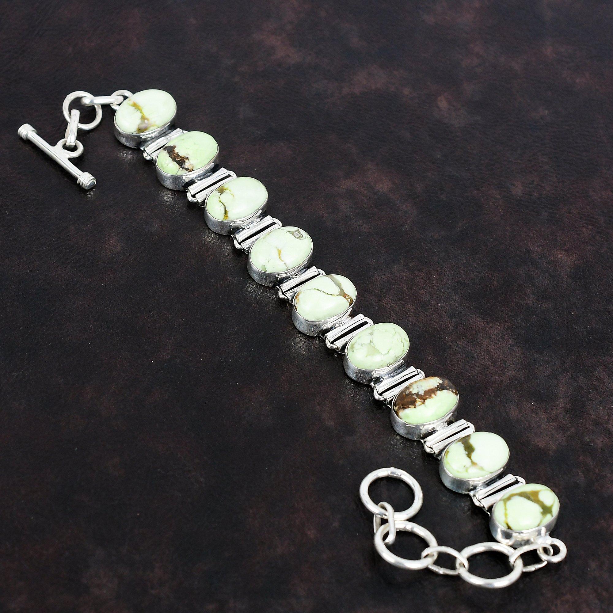 Браслет из драгоценного камня лимонный хризопраз, серебряный браслет 925 пробы, регулируемый браслет-цепочка, старинные ювелирные изделия, подарки для жены, браслет ручной работы