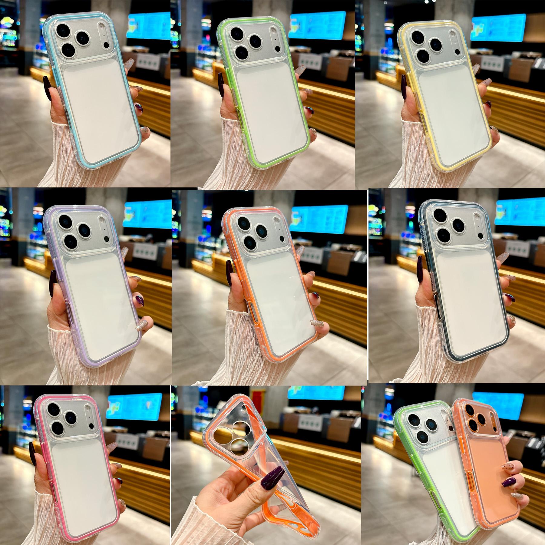 Модный прозрачный цветной противоударный чехол 2-в-1 для iPhone 17 Pro Max 16 15 14 13 Чехлы для телефонов Защитная задняя крышка Скины Оболочка