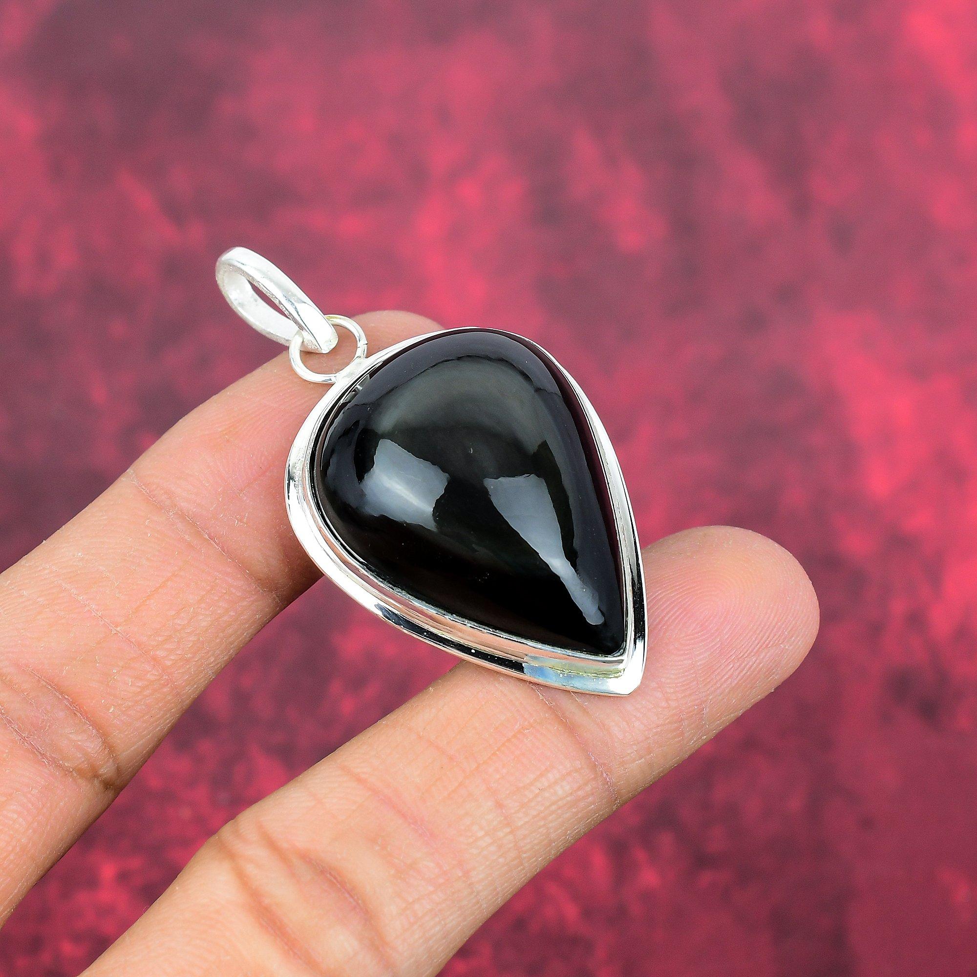 Подвеска Obsidian Eye из цельного серебра 925 пробы, подвеска из драгоценного камня ручной работы, подарки для жены, абсолютно новый кулон