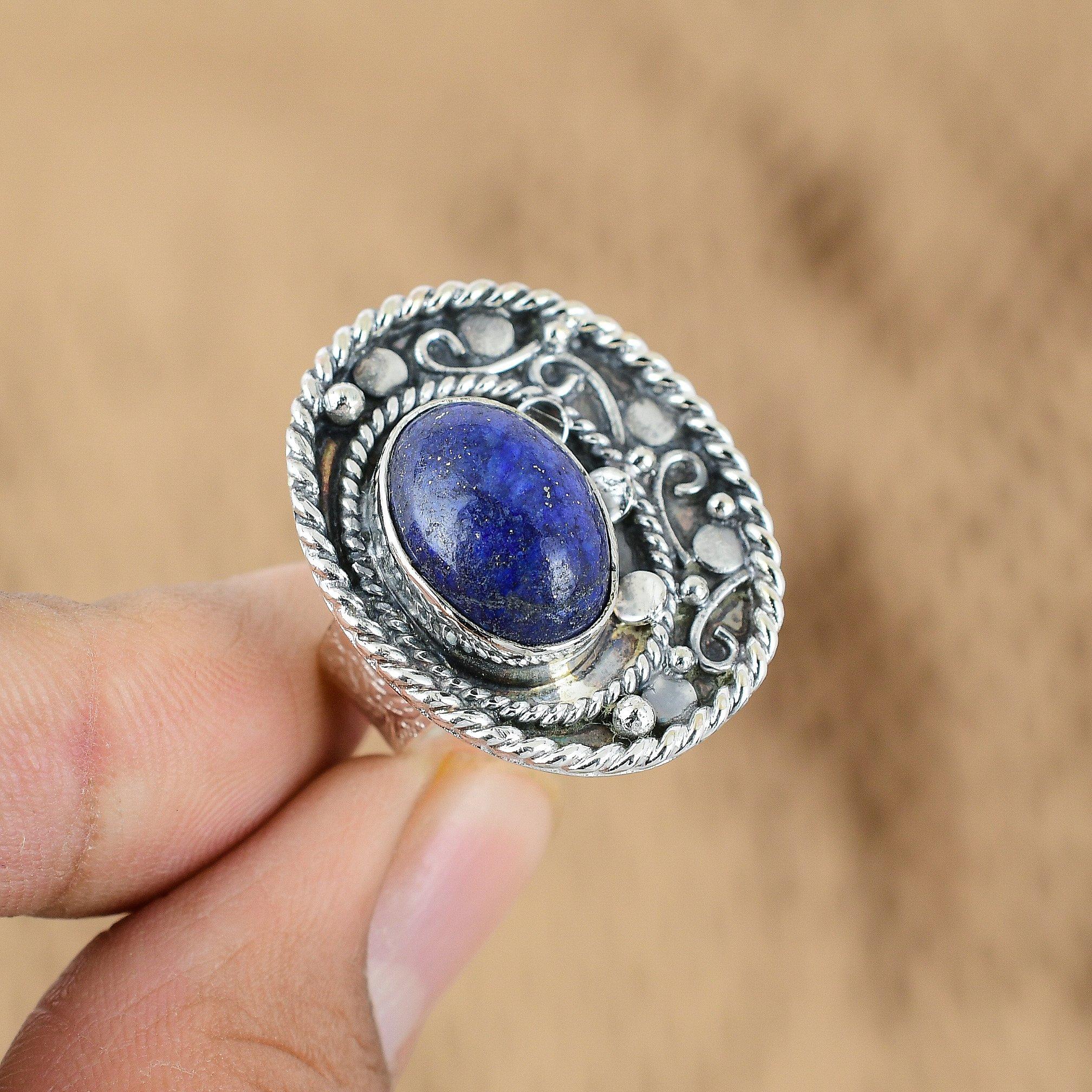 Натуральный лазурит ручной работы кольцо с несколькими камнями ювелирное изделие серебро 925 пробы