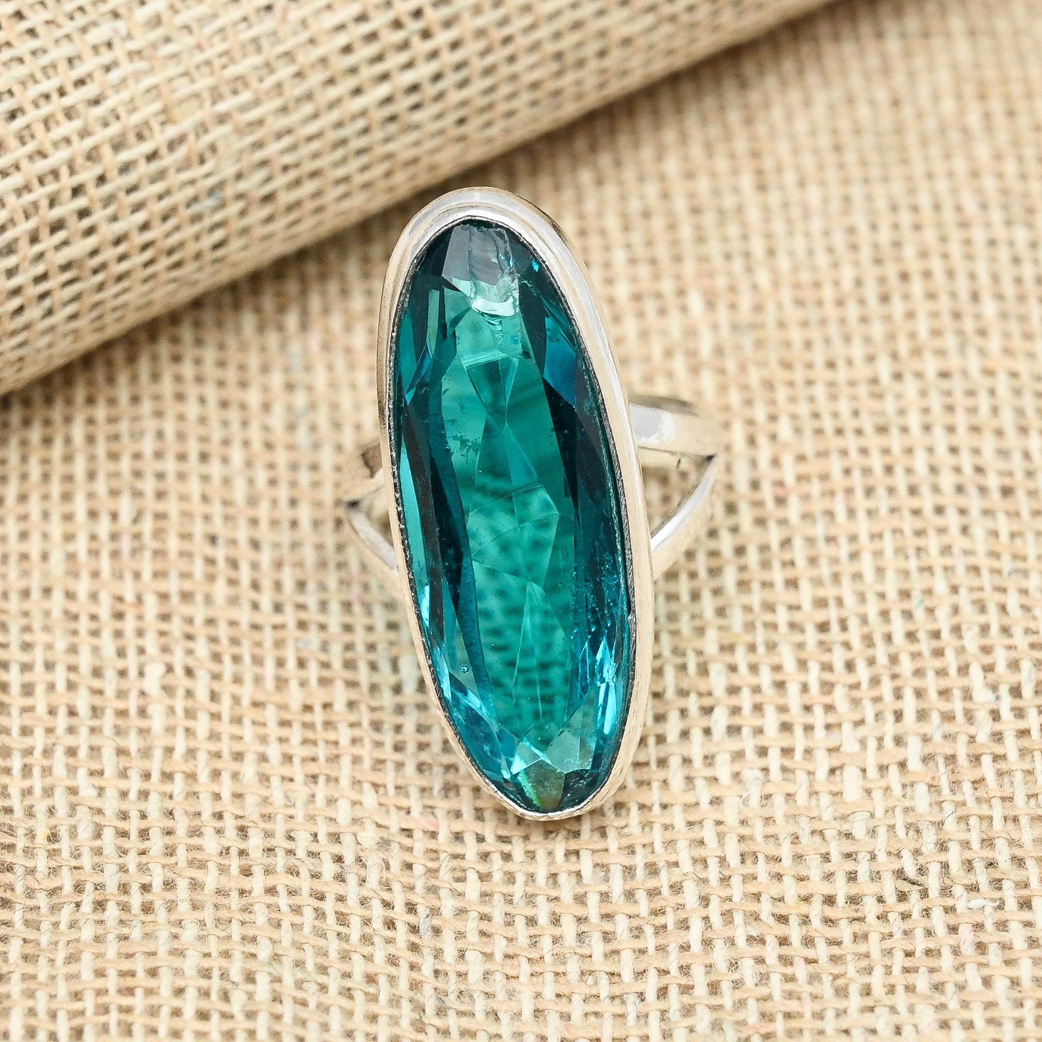 Unique Apatite Gemstone Ring 925 Sterling Silver Jewelry Handmade Design For Women Gift