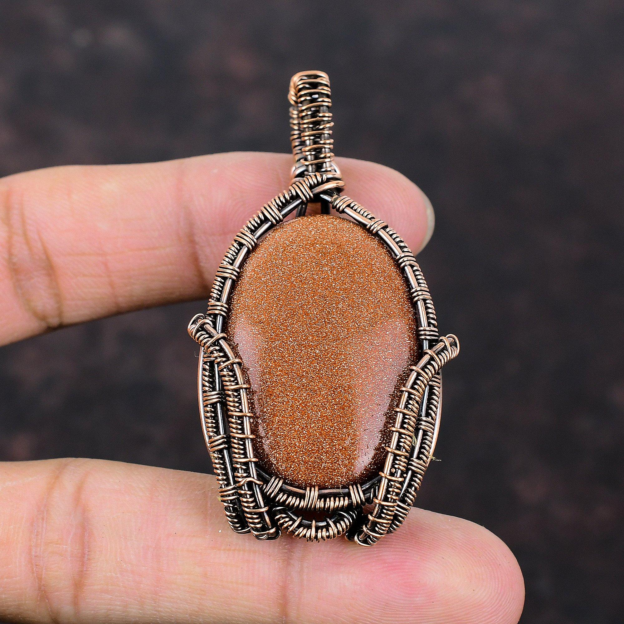 Sun Sitara Gemstone Pendant Copper Wire Wrapped Pendant Beautiful Handmade Pendant Copper Wire Jewelry Gift For Friend Wire Wrapping Stones