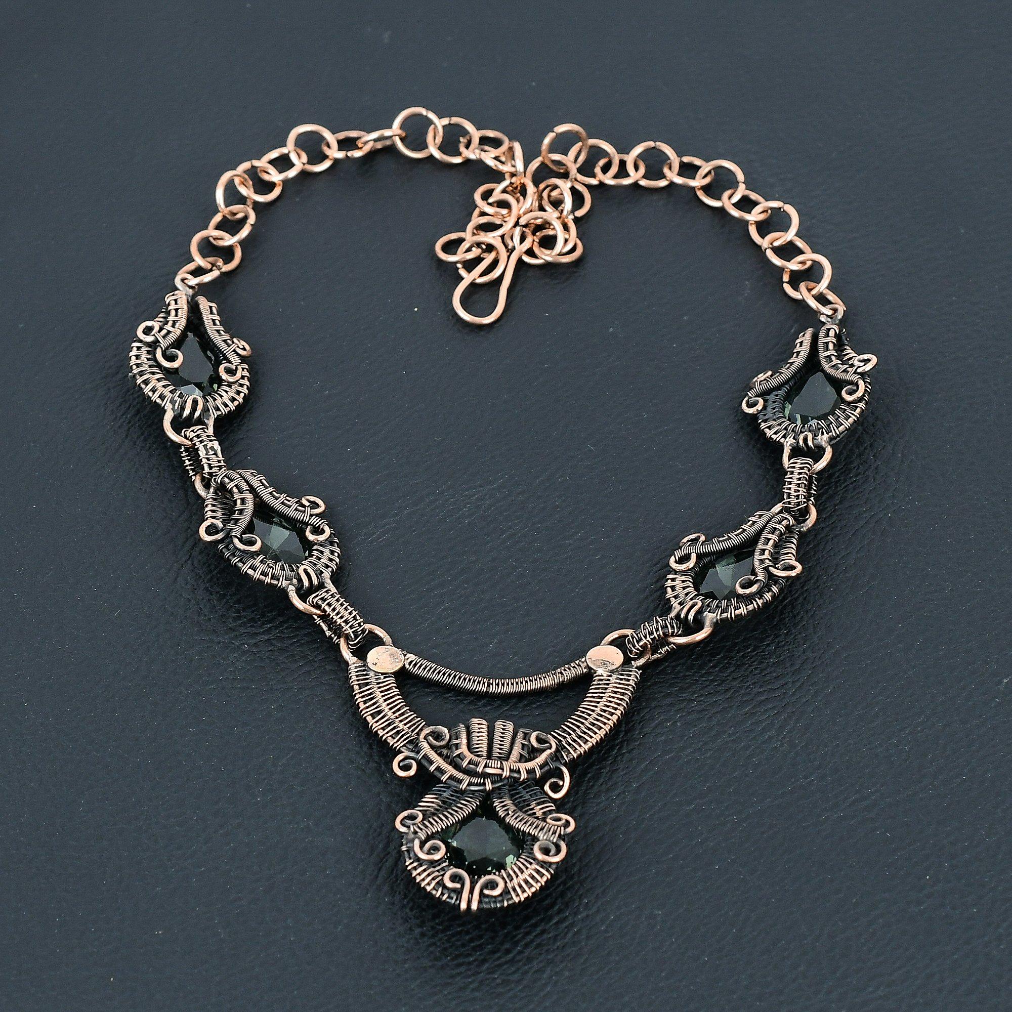 AAA + индиколит турмалин драгоценный камень ручной работы из чистой медной проволоки ювелирное ожерелье для любви