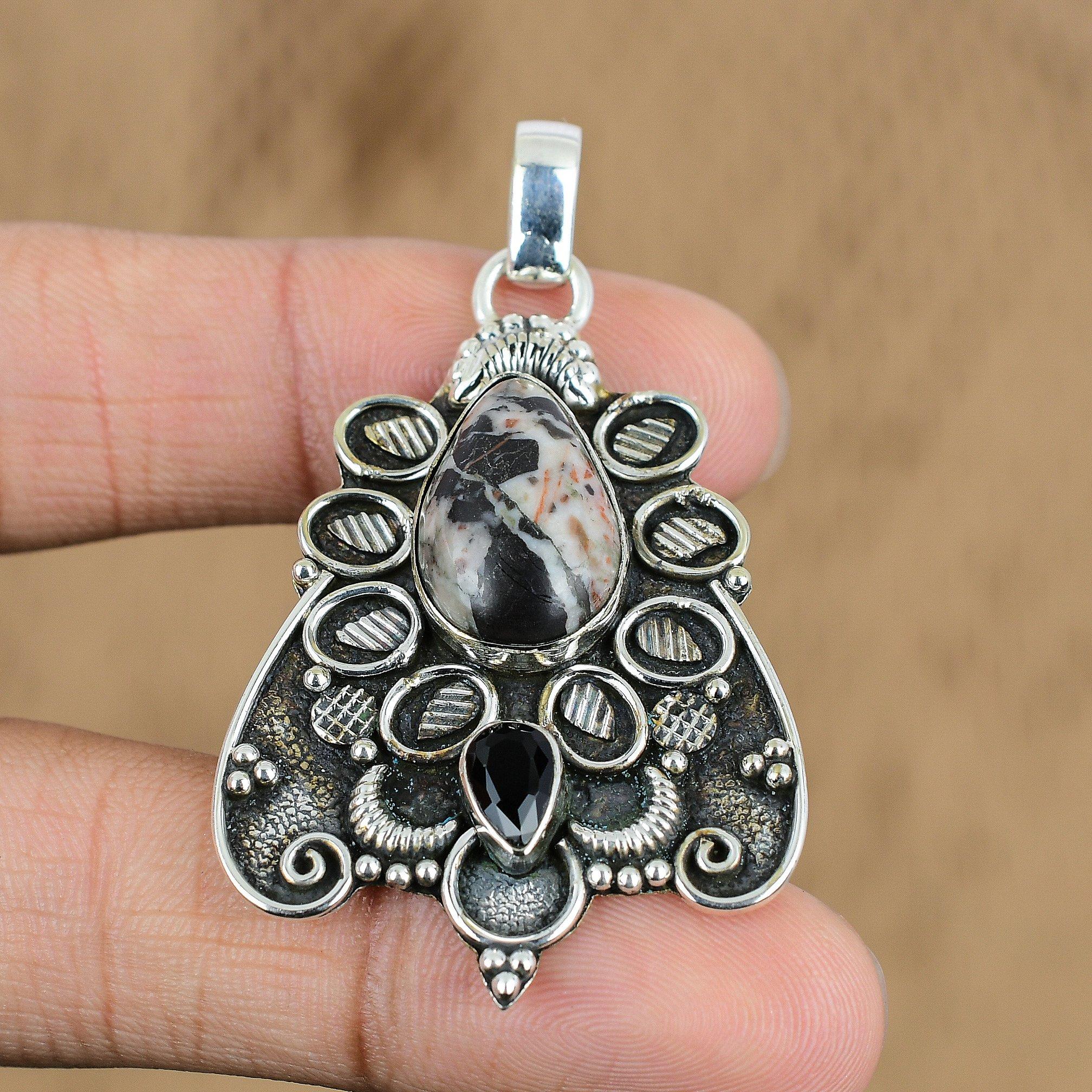 Подвеска из натурального кокосового яшмового драгоценного камня из стерлингового серебра 925 пробы, индийские украшения