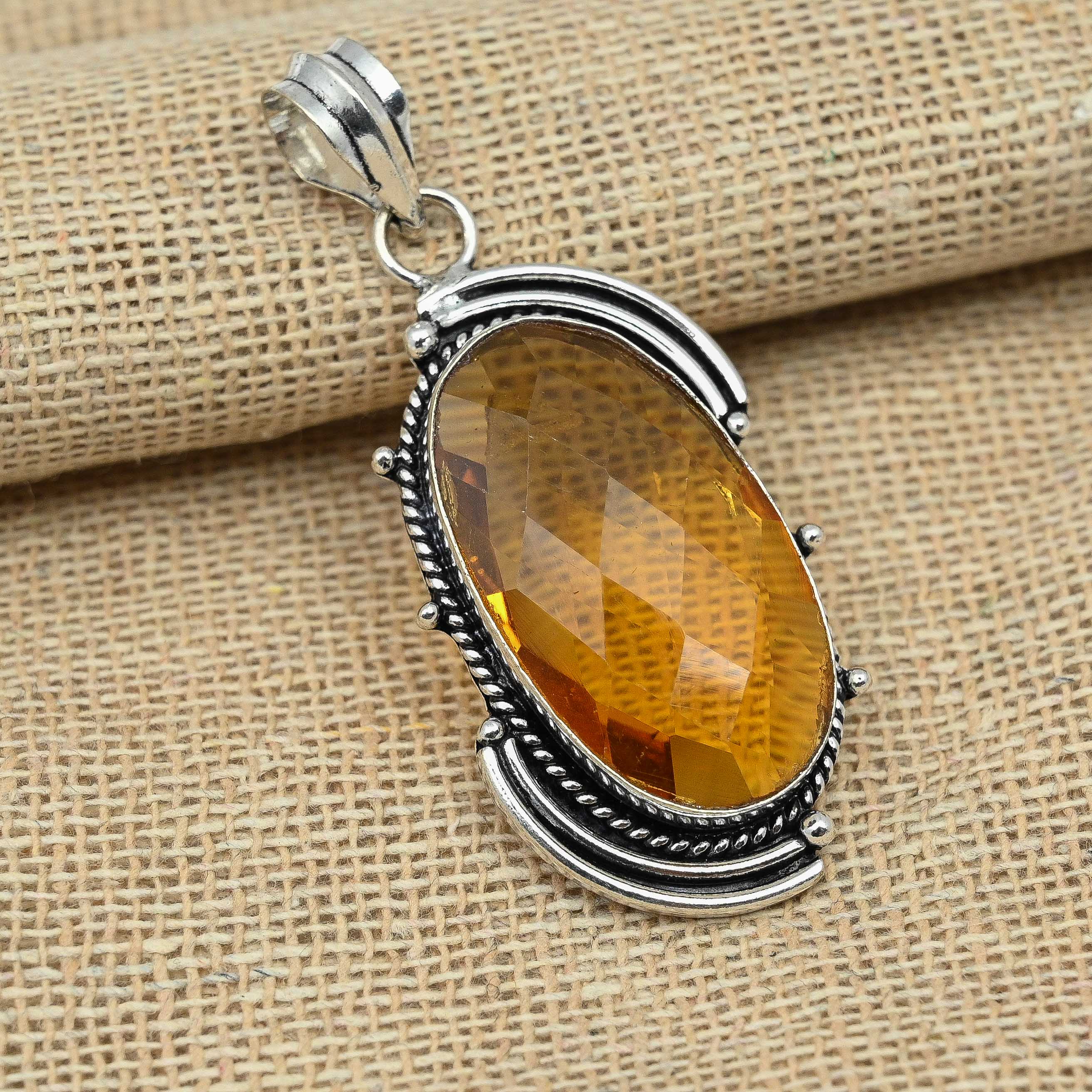 Ограненный медовый топаз, кулон из стерлингового серебра 925 пробы, ювелирный подарок ручной работы для нее