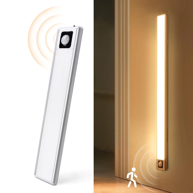 Перезаряжаемый светодиодный ночник прикроватный светильник с датчиком движения для украшения дома, освещения кухонного шкафа