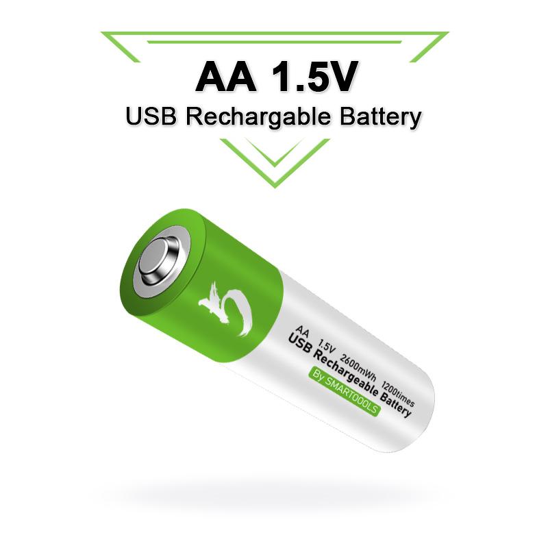 Литий-ионная аккумуляторная батарея высокой емкости 1,5 В AA 2600 МВтч USB для мыши с дистанционным управлением, небольшой вентилятор, электрическая игрушечная батарея + кабель