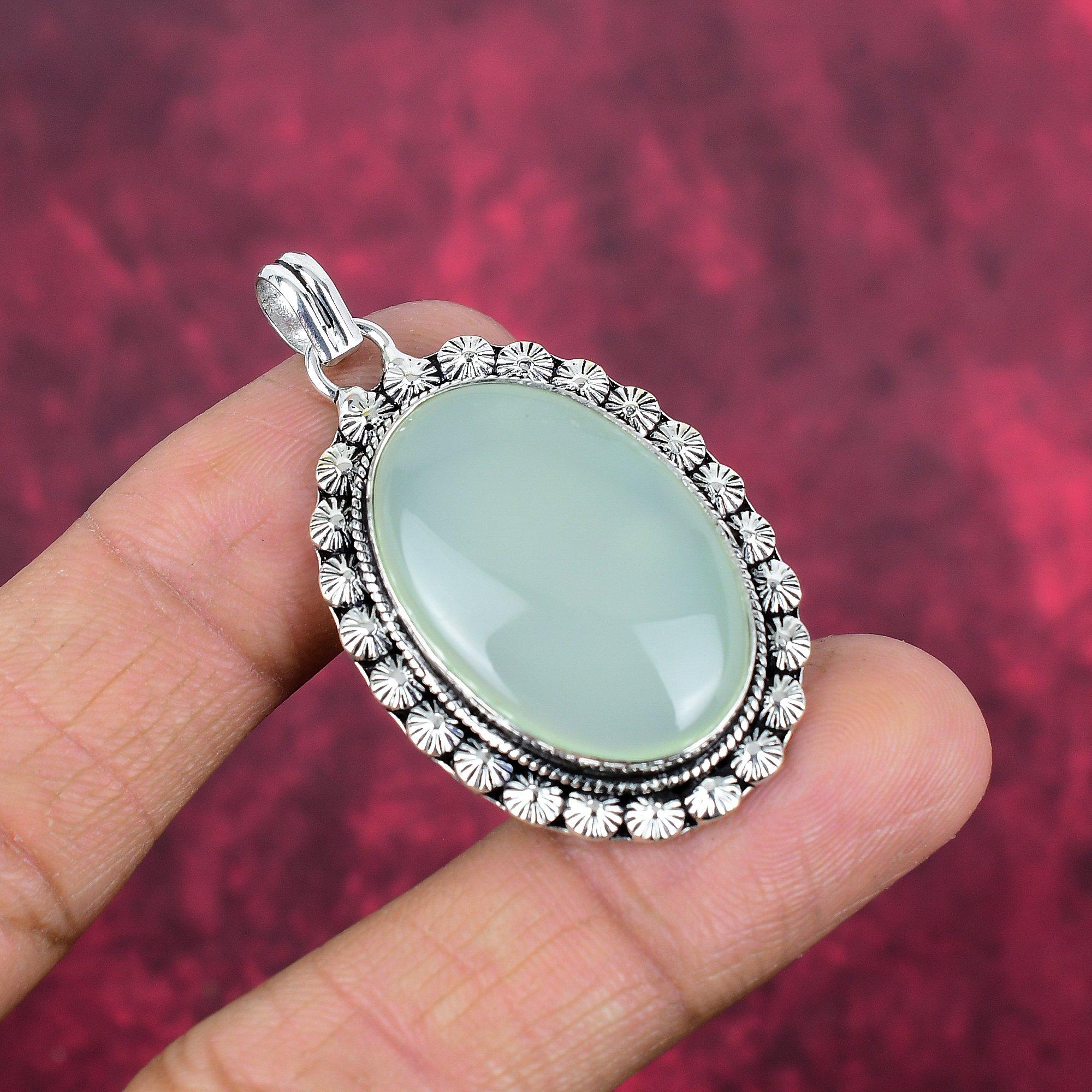 Украшения ручной работы из драгоценных камней Aqua Chalcedony, кулон из стерлингового серебра 925 пробы, уникальный дизайн, для женщин