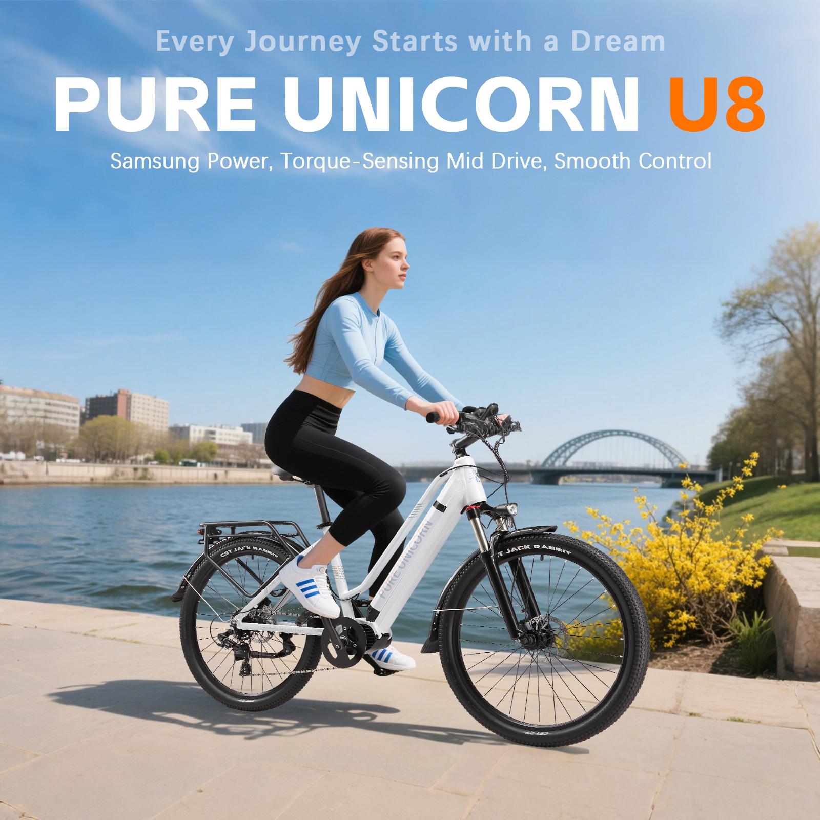 Внедорожный взрослый электровелосипед PURE UNICORN U8 27,5 дюймов, горные шины, внедорожный электровелосипед, двигатель 500 Вт, аккумулятор 48 В 14 Ач, электровелосипед