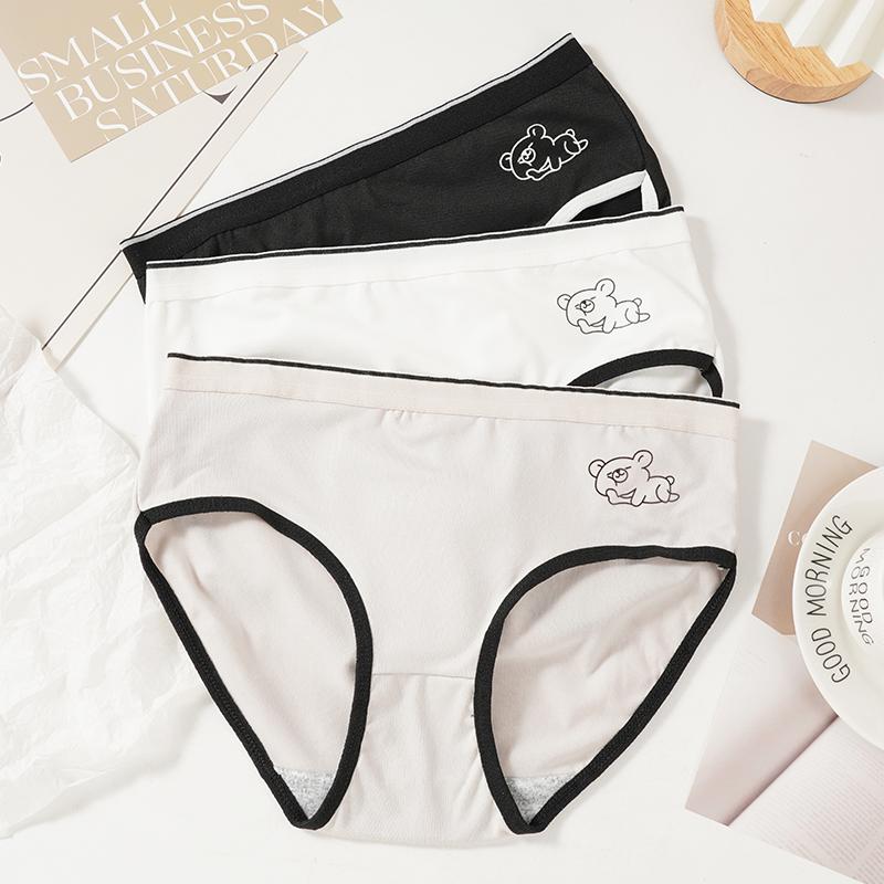 3 PCS Women's Underwear Comfortable Mid Rise Panties Cute Bear Female Underpants M-XL Seamless Women Lingerie Ladies Underpants