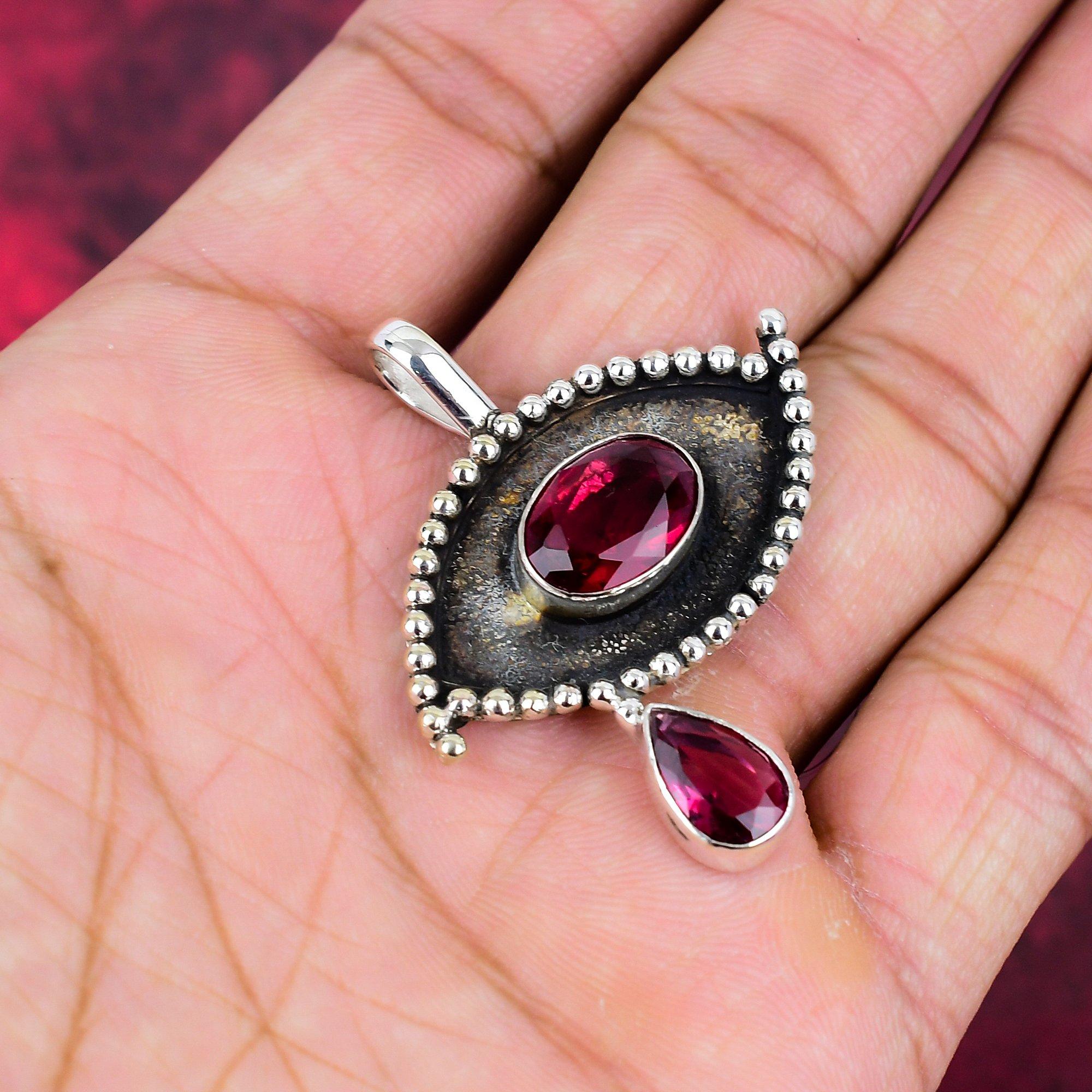 Подвеска с рубеллитом, подвеска из стерлингового серебра 925 пробы, ювелирные изделия из драгоценных камней, подвеска ручной работы, удивительные украшения, подарок для нее