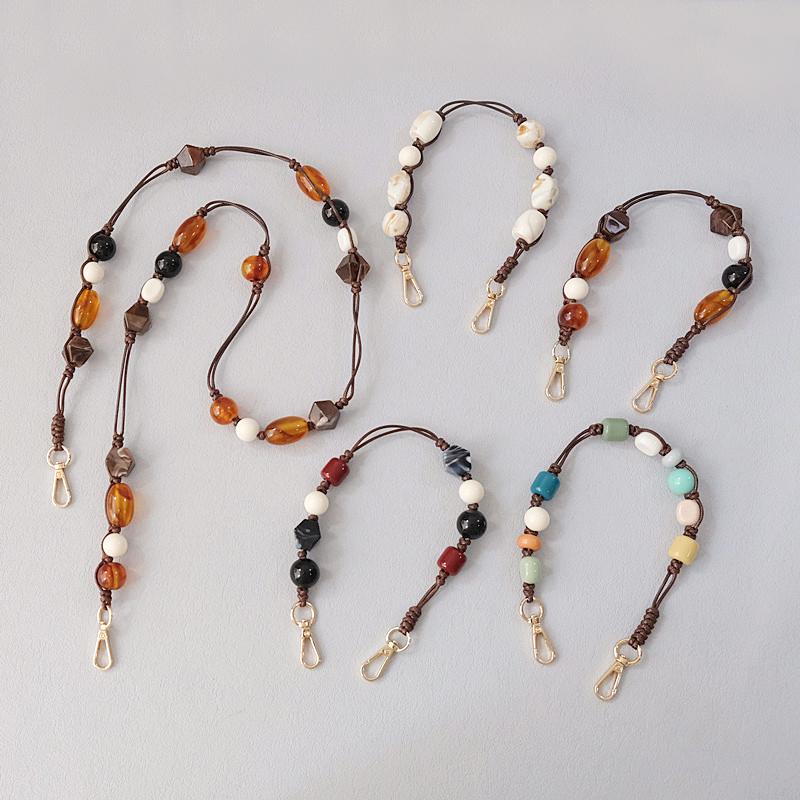 New Fashion Woman Bag Accessory Detachable Vintage Beaded Chain Amber Acrylic Bag Rope Strap Women Handbag Shoulder Handle Chain