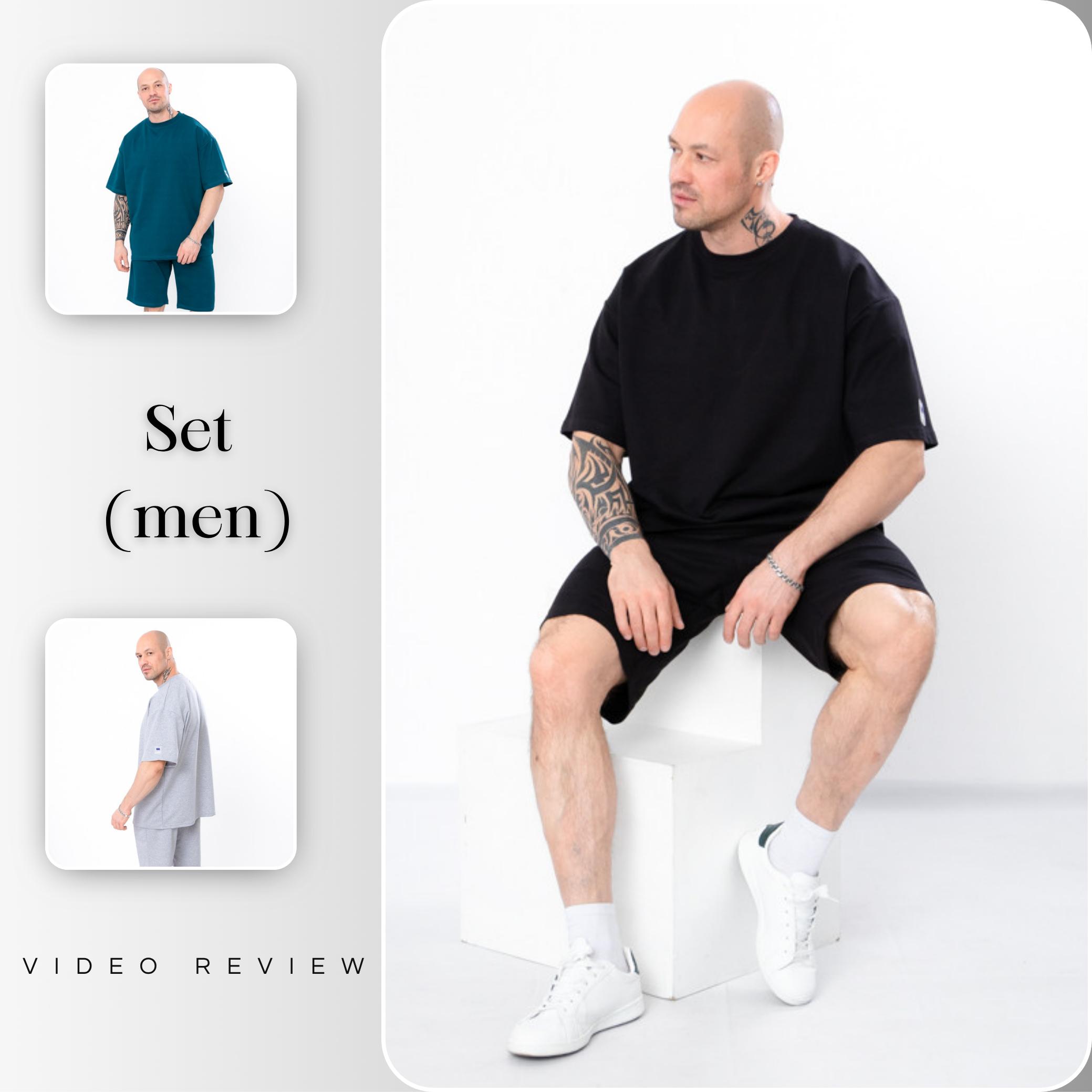 Men’s Set: T-Shirt & Shorts – Comfortable Cotton & Elastic Waist Summer 8396-057 HC