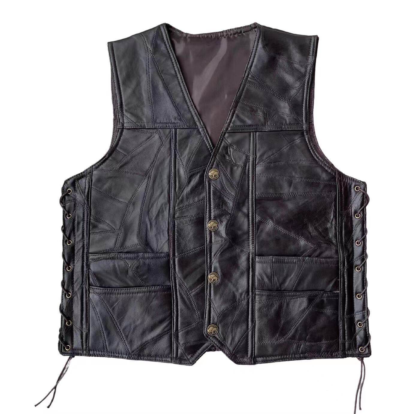 Мотоциклетный кожаный жилет Harley + мужской жилет + кожаный жилет + жилет для верховой езды + коричневая панель из чистой овчины