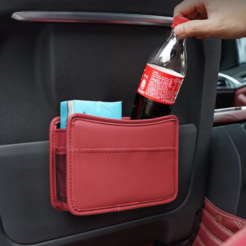 SEAMETAL PU Leather Car Side Door Storage Box Auto Waterproof Phone Pocket Pouch Car Seat Side Organizer Hanging Storage Bag