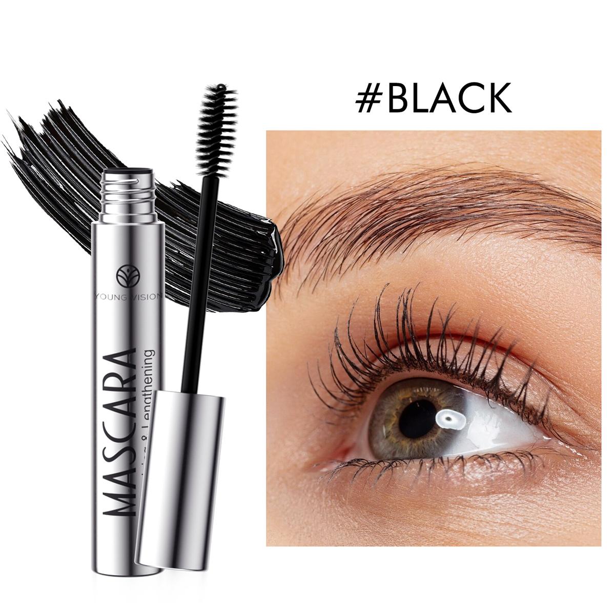 Густая водостойкая черная подкручивающая тушь для ресниц в серебристом тюбике с шелковыми волокнами для макияжа глаз