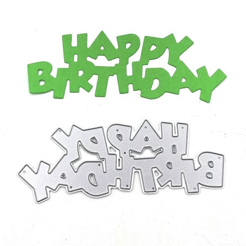 Вырубные штампы из металла с днем ​​рождения, буквенный узор, вырезка из бумаги, сделай сам, скрапбукинг, ремесло, тиснение, нож, форма, лезвие, штамп для штамповки