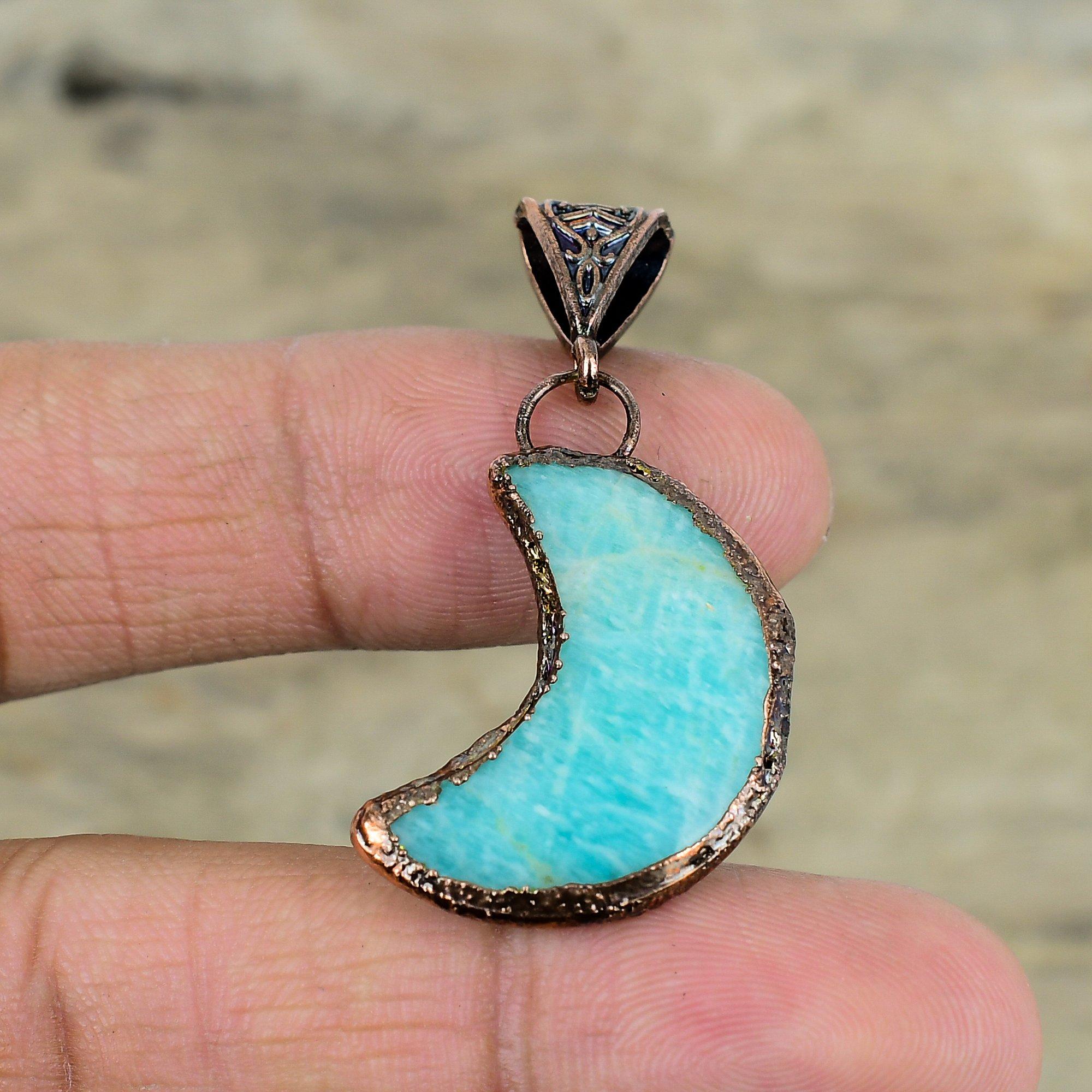 Кулон с амазонитом, медный кулон, изготовленный методом гальванопластики, кулон из натуральной драгоценного камня, ювелирные изделия, изготовленные методом гальванопластики, кулон ручной работы, подарки для нее, медные украшения