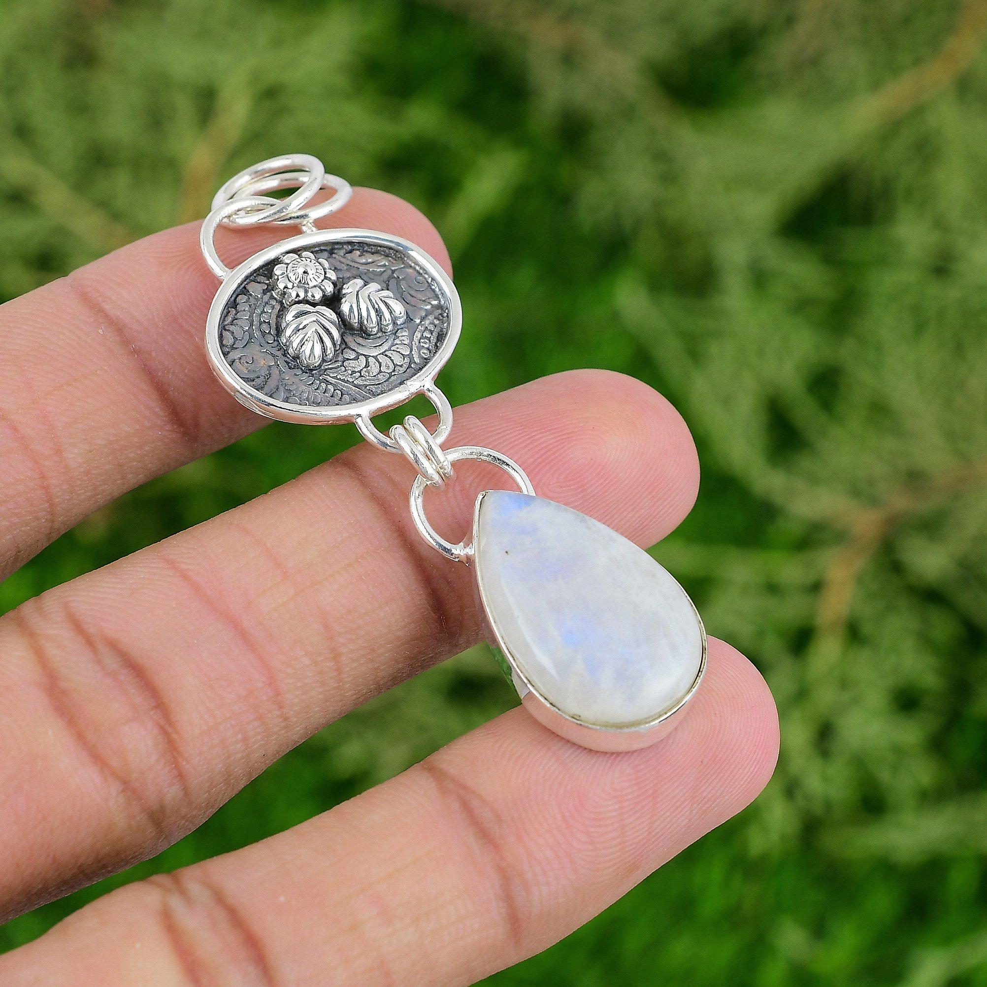 Распродажа в честь Дня благодарения Кулон из серебра 925 пробы с камнем лунный камень-радуга, в стиле ар-деко для жены