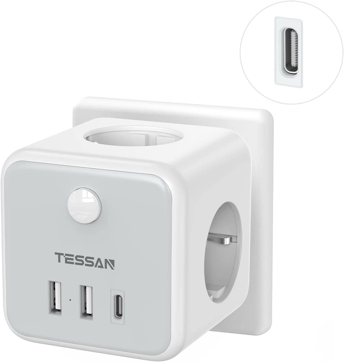 Tessan EU KR Plug Multi Outlets Power Strip with USB Ports Type C Wall Charger Electric Extension Socket Adapter for Home Office