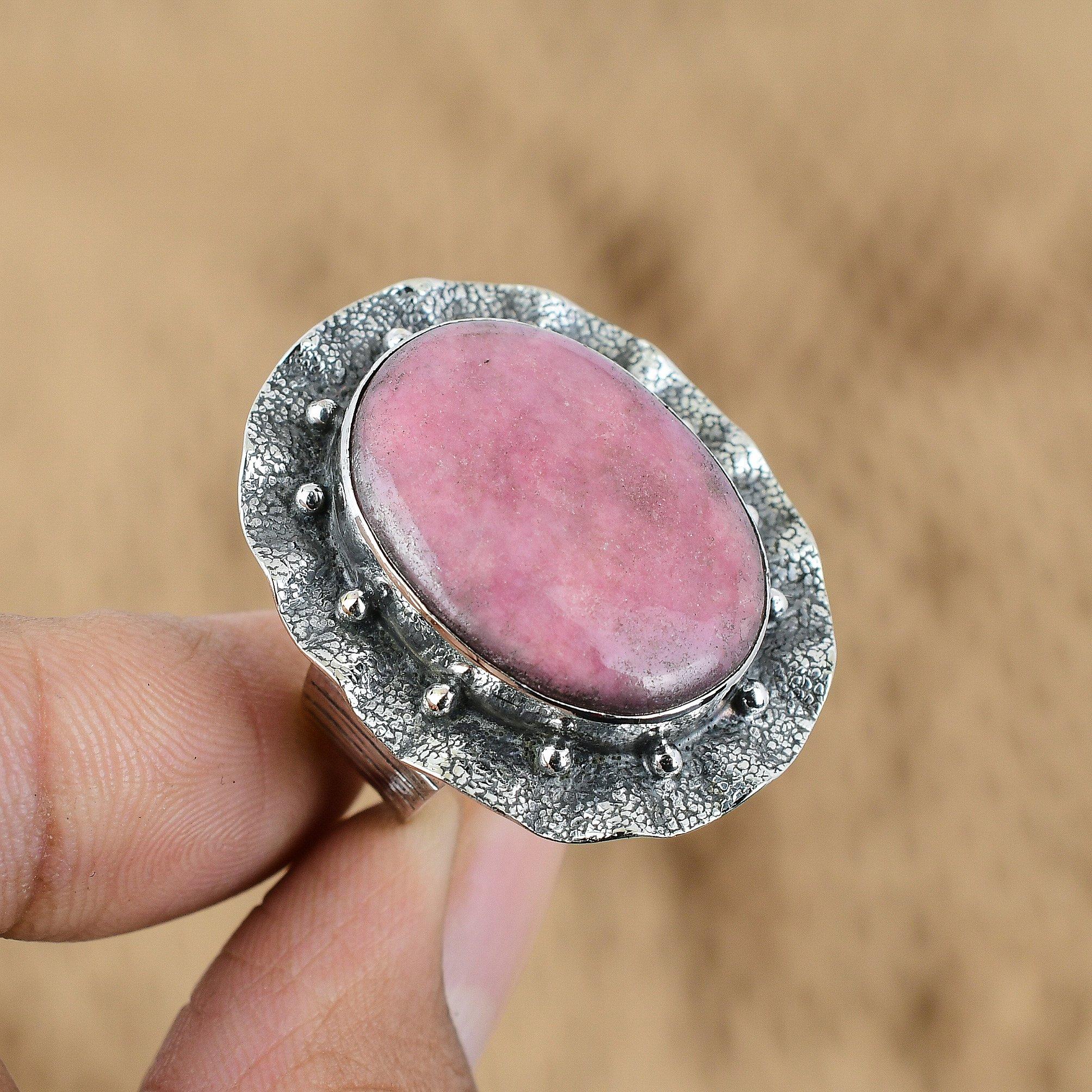 Распродажа ко Дню матери Родонит Драгоценный камень Элегантное кольцо обещания Стерлинговое серебро США 9.25